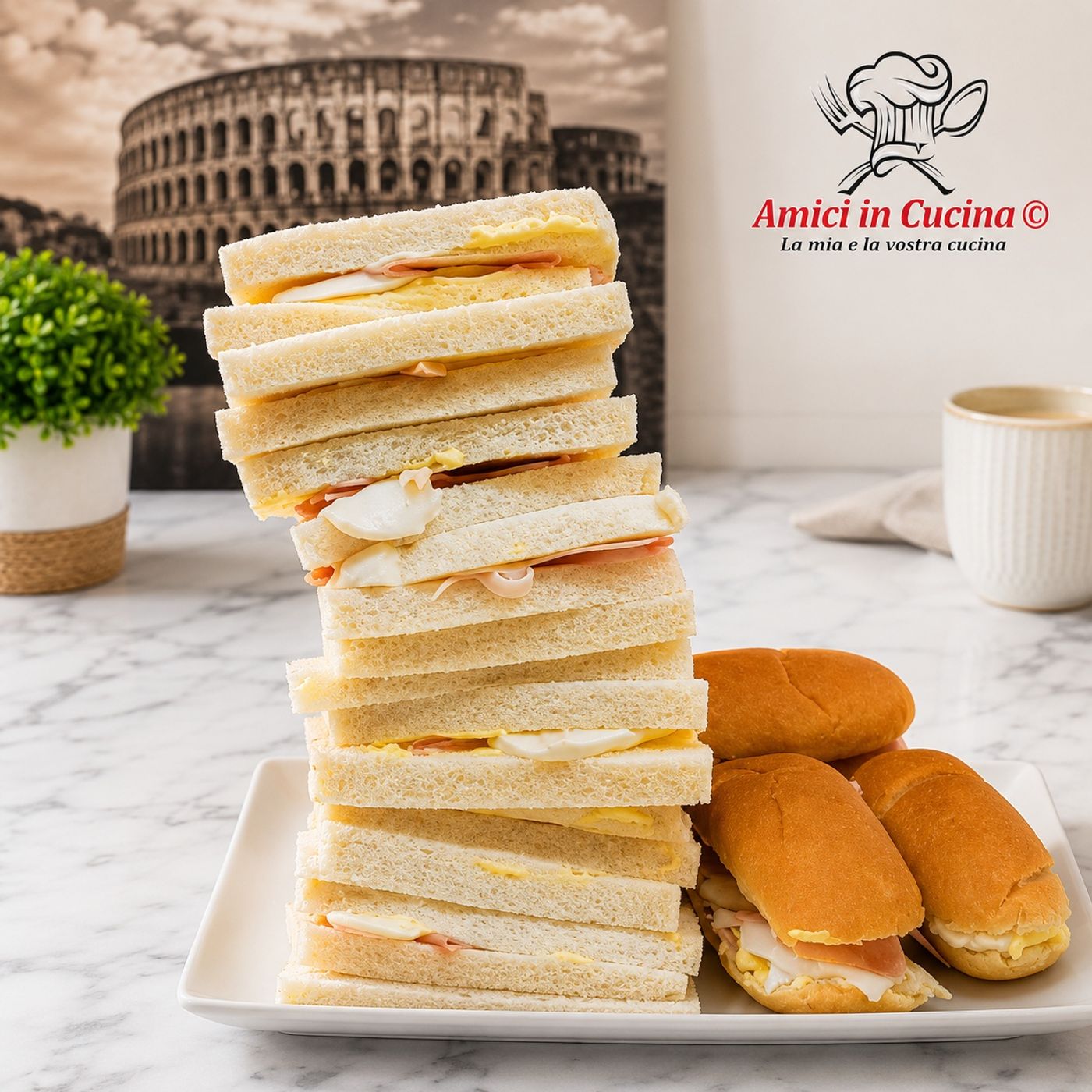 Tramezzini con Maionese, Tonno, Pomodoro, Mozzarella e Prosciutto Cotto: Ricetta Facile e Perfetta per Buffet episode artwork