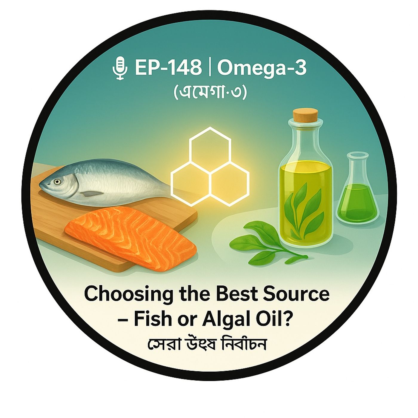 EP-148 | Omega-3 🐟🌱 (ওমেগা-৩): Choosing the Best Source – Fish or Algal Oil? (সেরা উৎস নির্বাচন)|wellness podcast episode artwork