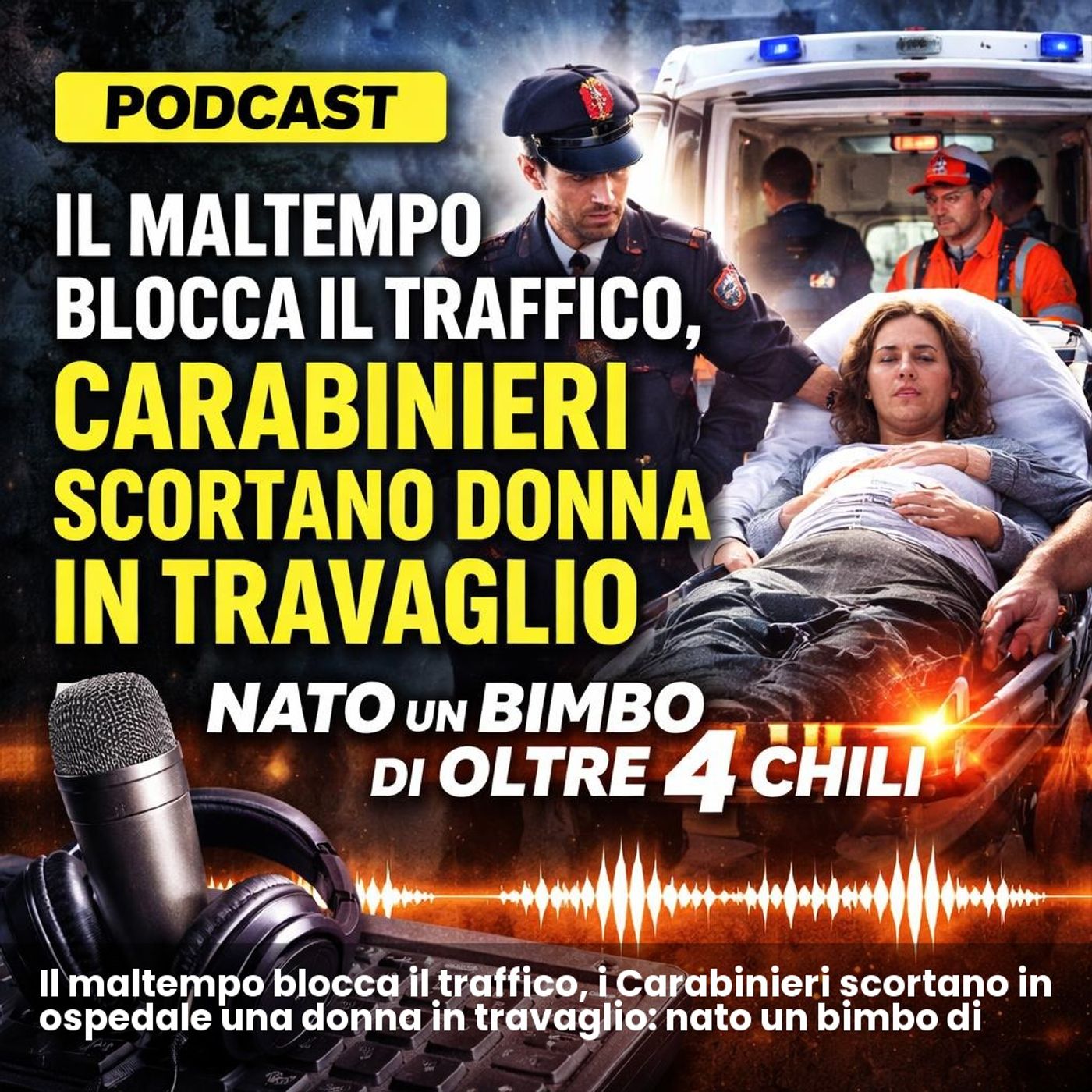 Il maltempo blocca il traffico, i Carabinieri scortano in ospedale una donna in travaglio: nato un bimbo di oltre 4 chili episode artwork