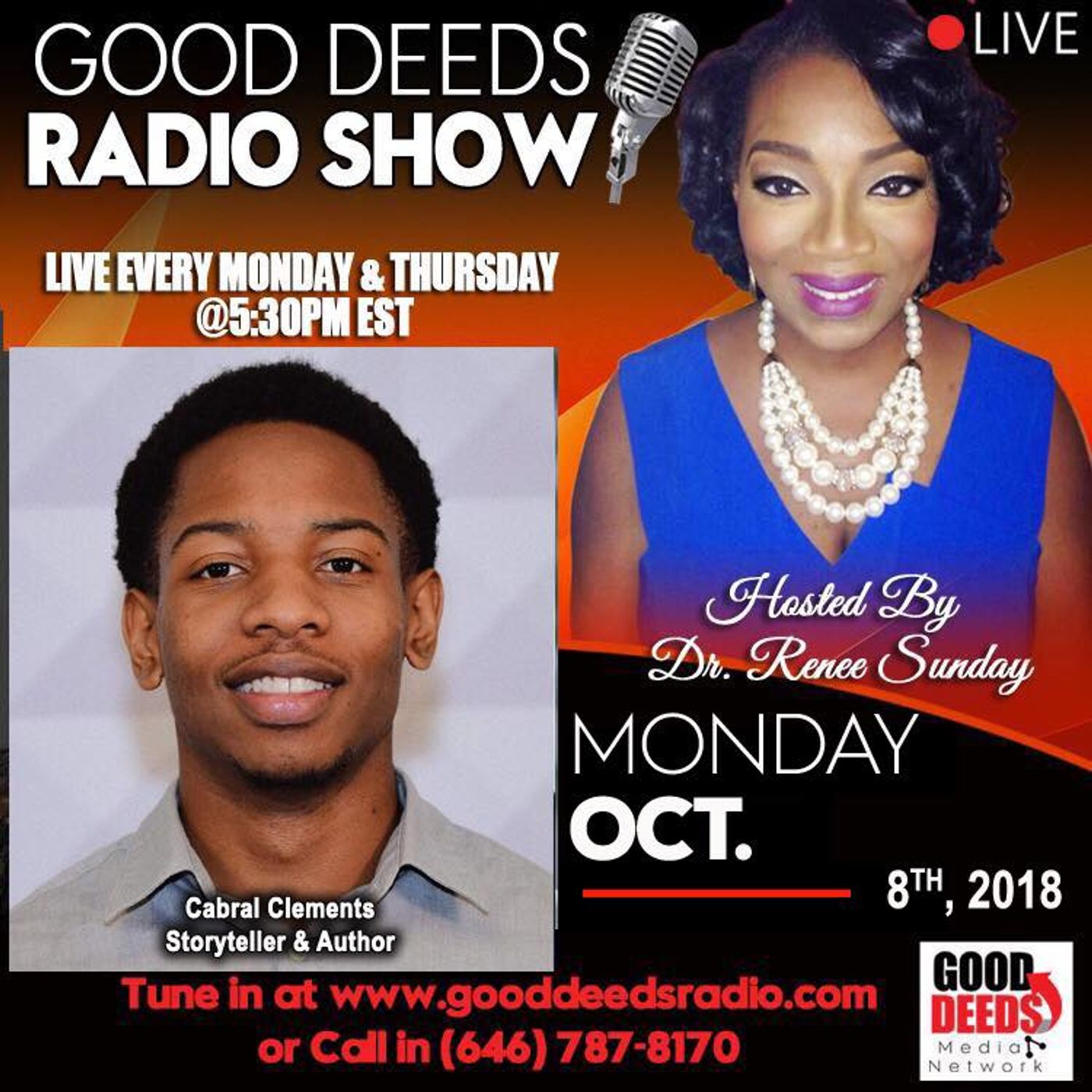 Cabral Clements Storyteller and Author shares on Good Deeds Radio Show episode artwork