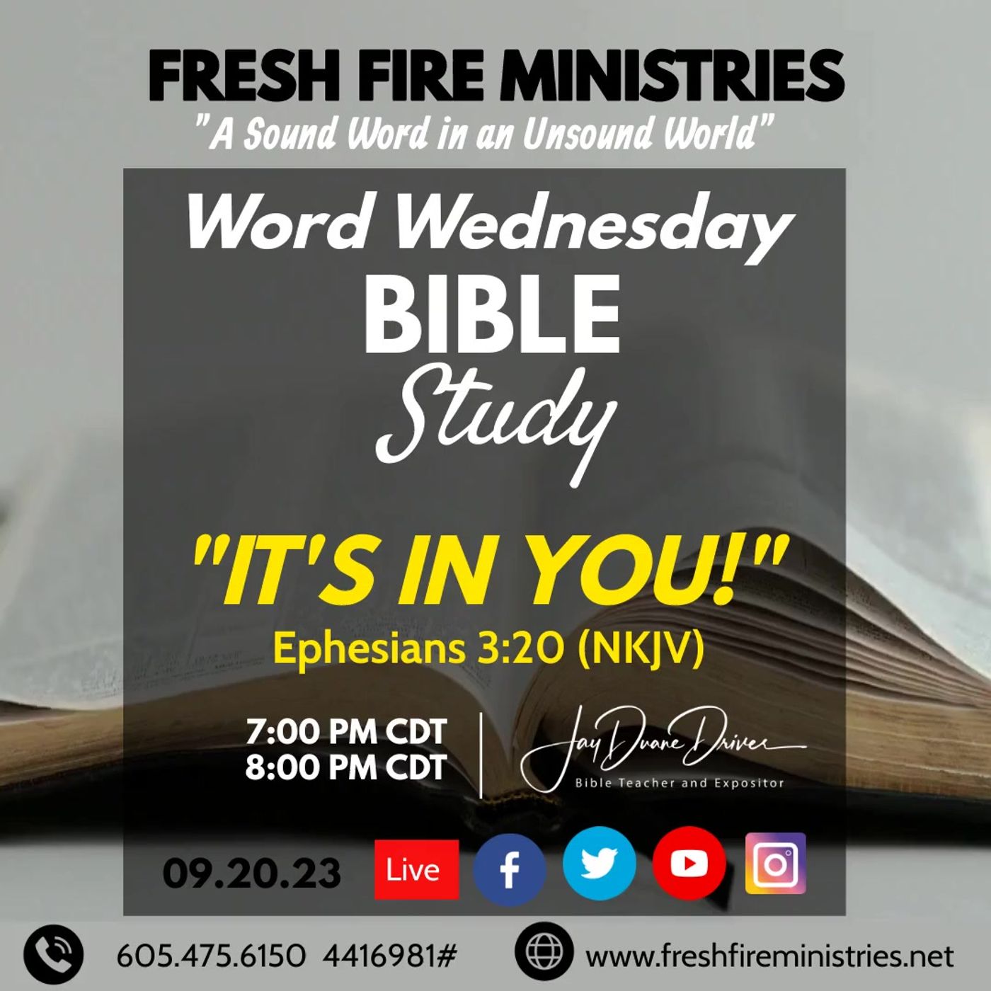Word Wednesday Bible Study "It's in You!" Ephesians 3:20 (NKJV) episode artwork
