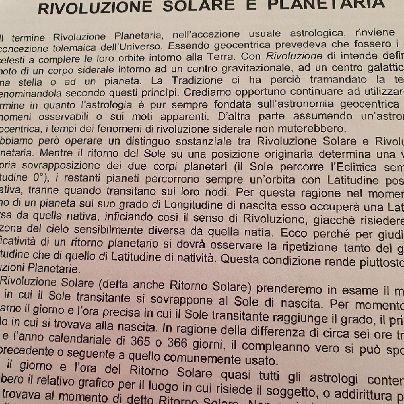 Rivoluzione Solare e Planetaria