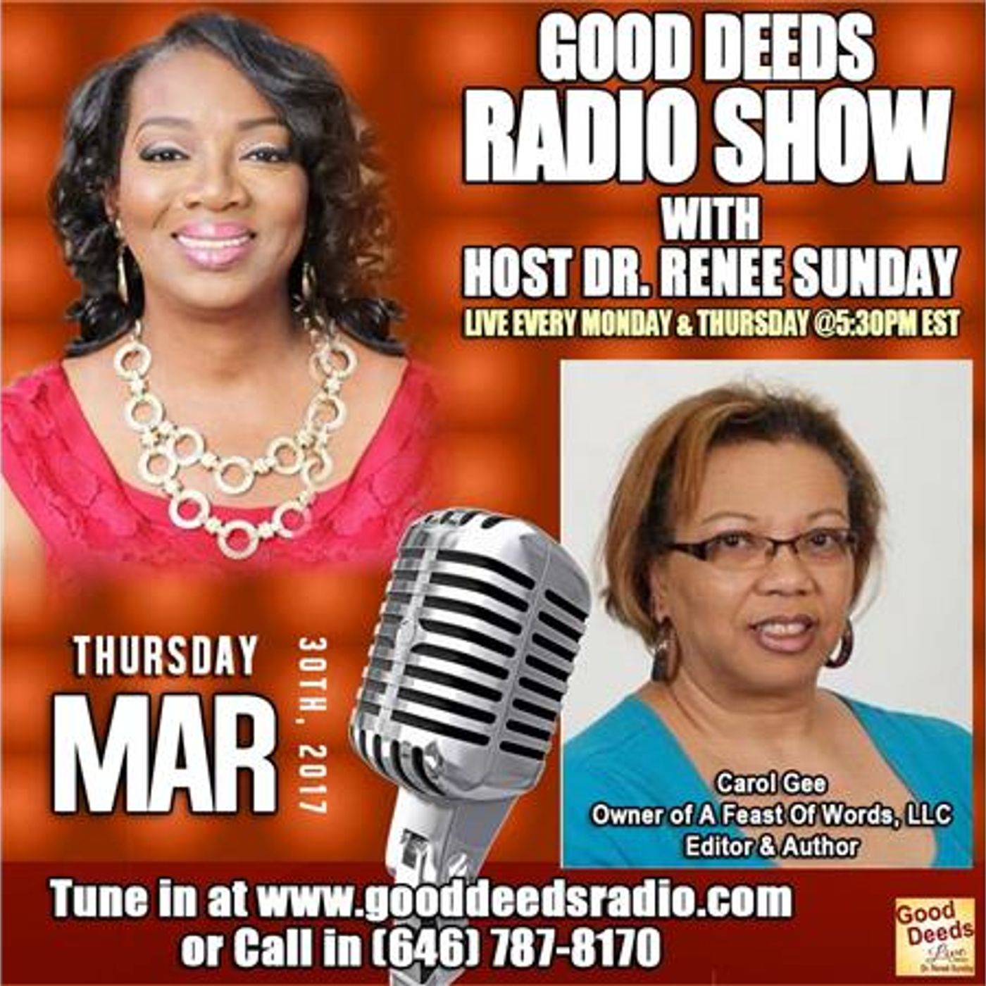 Carol Gee, Owner of A Feast Of Words, LLC, Editor, Author shares on Good Deeds episode artwork