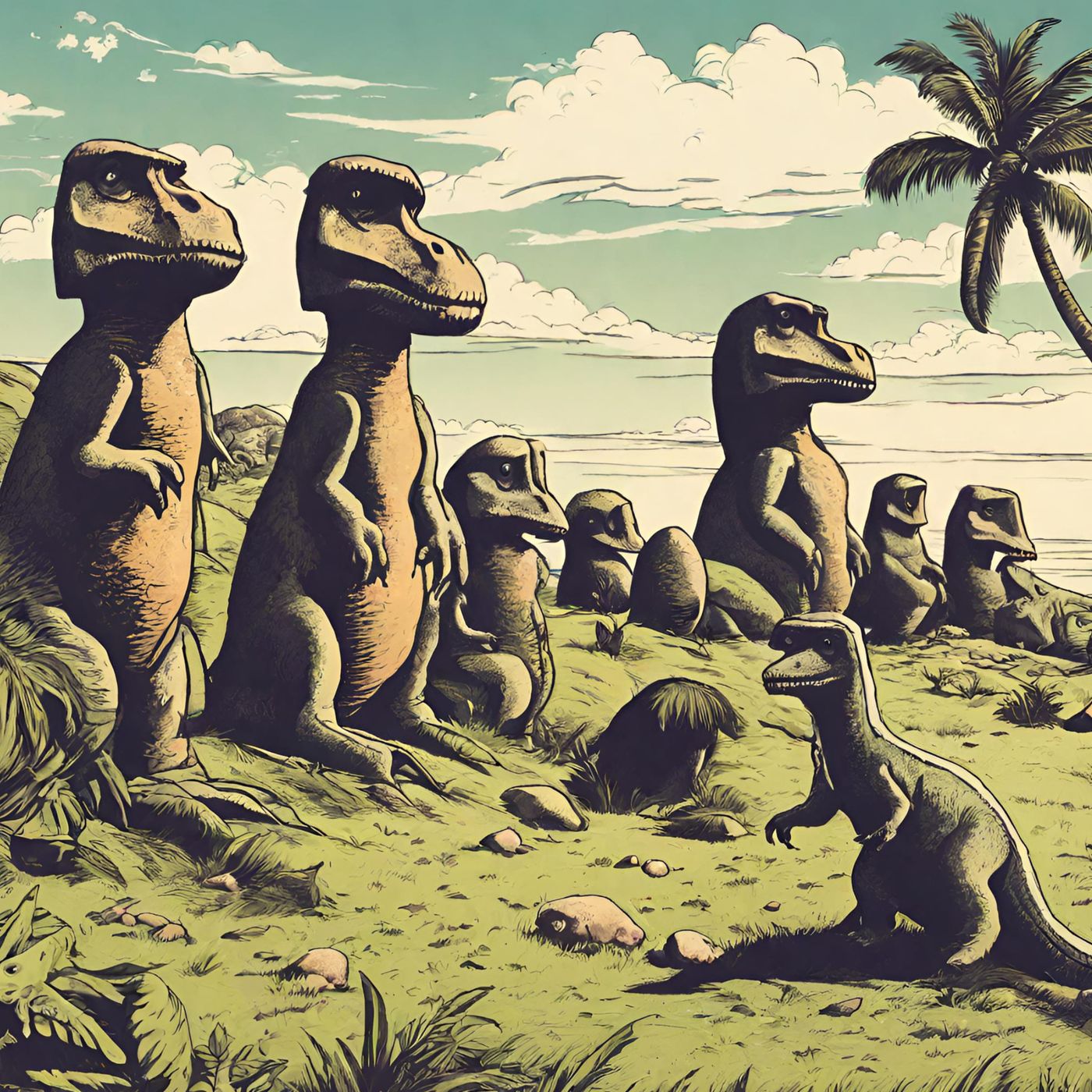Dinosaurios en la fantástica isla de Pascua