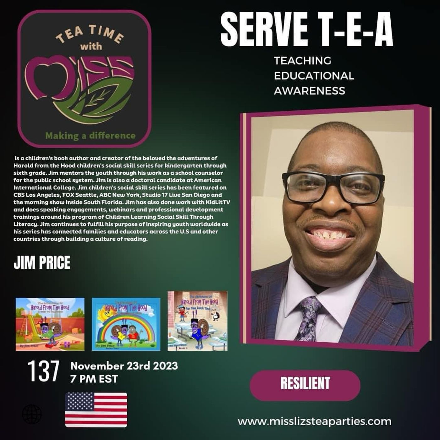 Teatime with Miss Liz T-E-A Open Discussion with Jim Price episode artwork