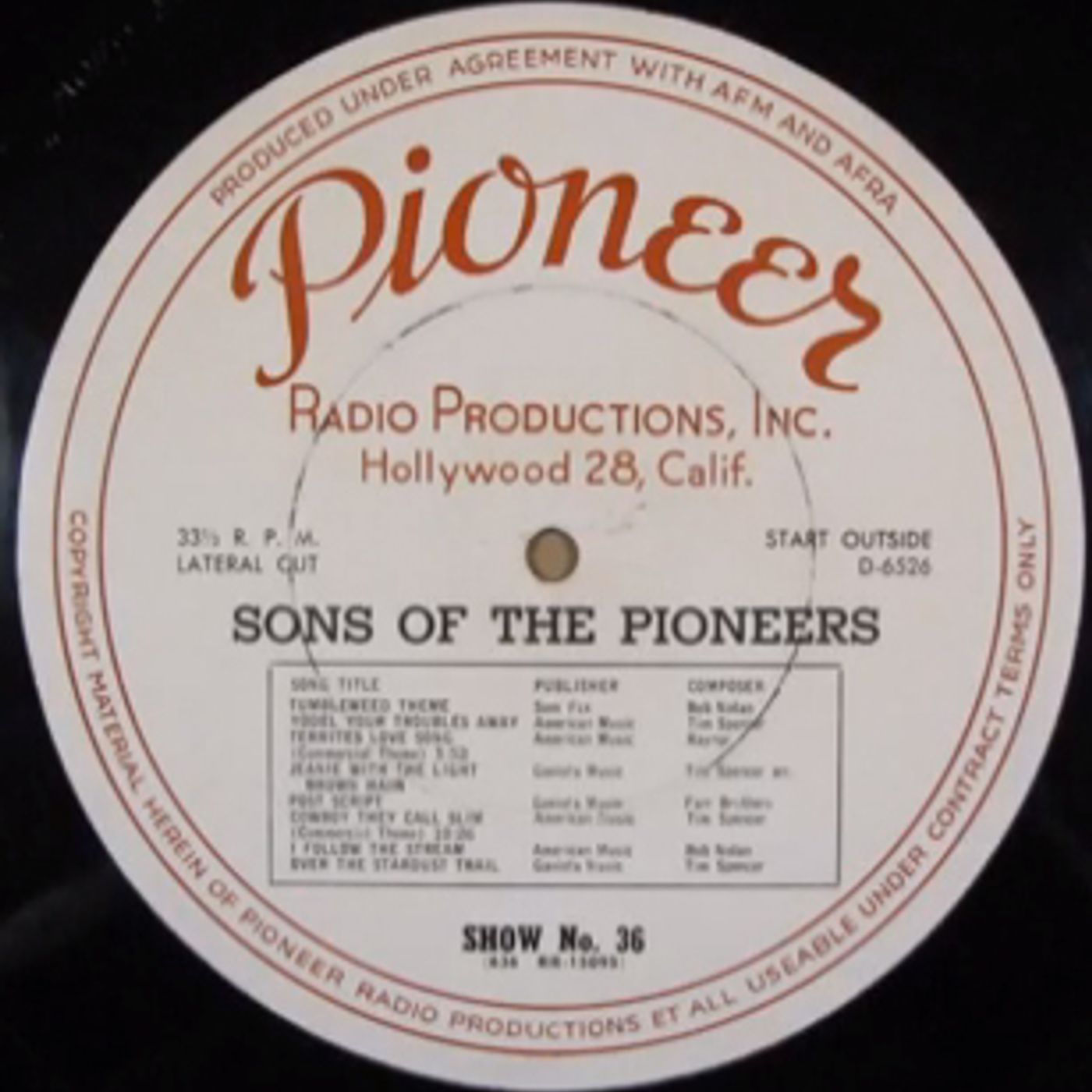 Sons of the Pioneers 47-xx-xx (36) First Song - Yodel Your Troubles Away