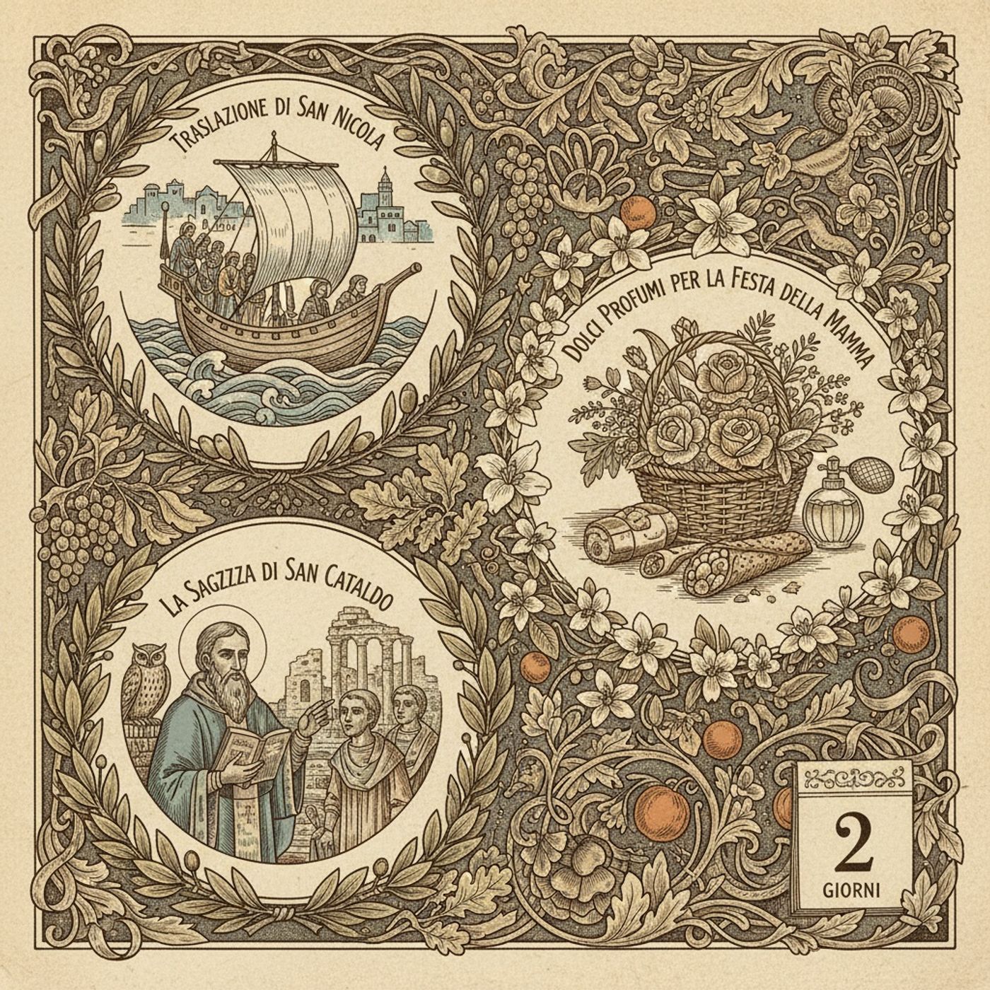 L'Almanacco di Trani Italia News: La Traslazione di San Nicola, la Saggezza di San Cataldo e i Dolci Profumi per la Festa della Mamma episode artwork