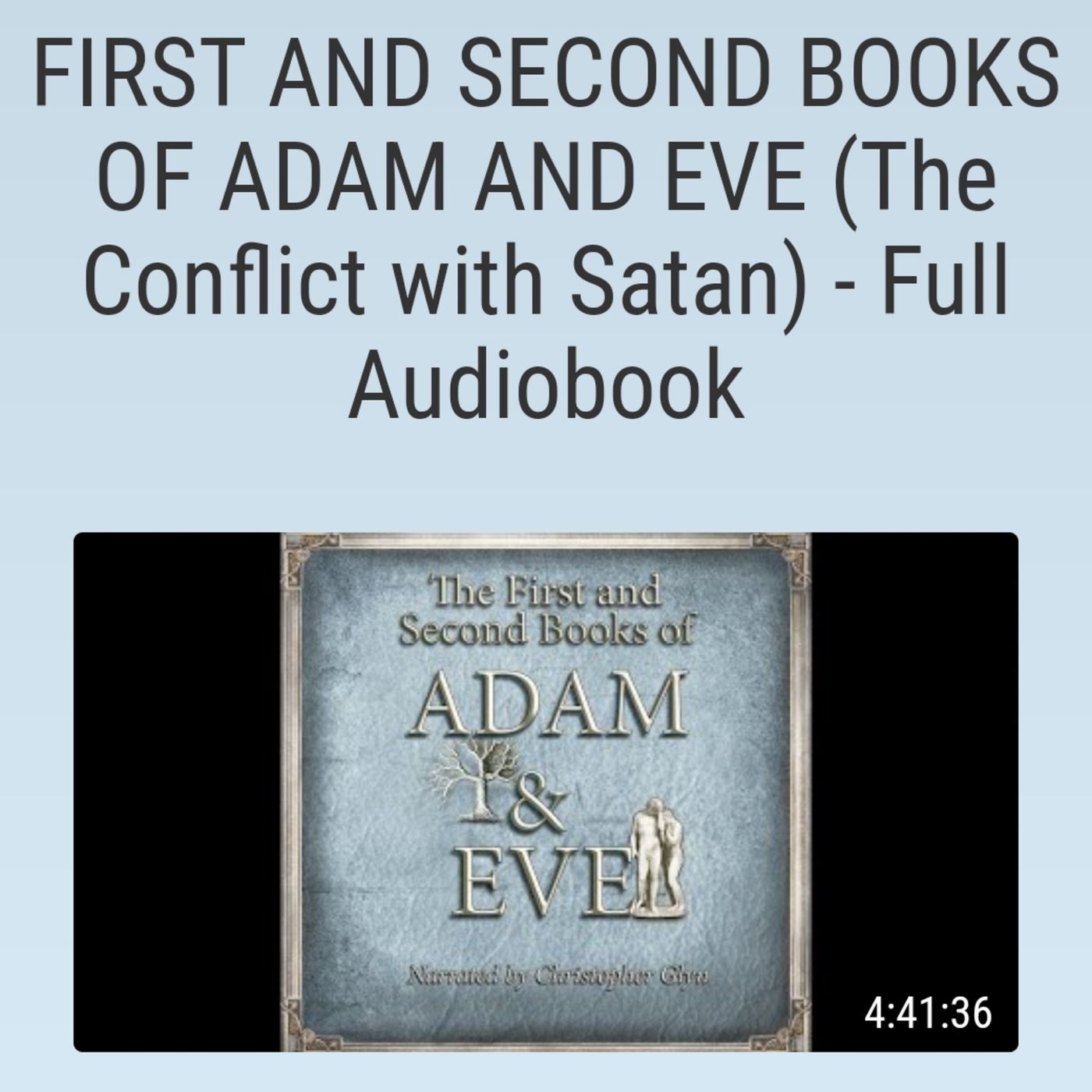 FIRST AND SECOND BOOKS OF ADAM AND EVE (The Conflict with Satan) - Full Audiobook episode artwork