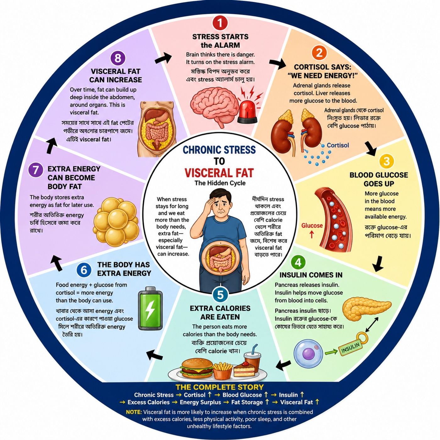 EP-300|Stress to Belly Fat: The Hidden Cycle — স্ট্রেস থেকে পেটের চর্বি: লুকানো চক্র”|wellness podcast episode artwork