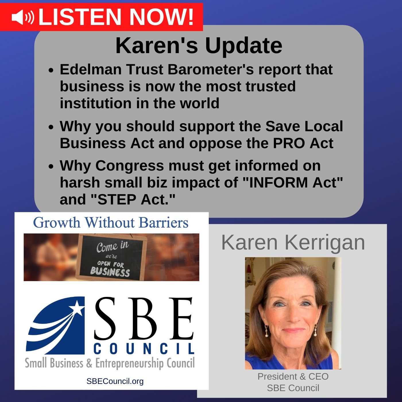 New report shows business is most trusted institution; Save Local Business Act, "INFORM Act" & "STEP Act." episode artwork
