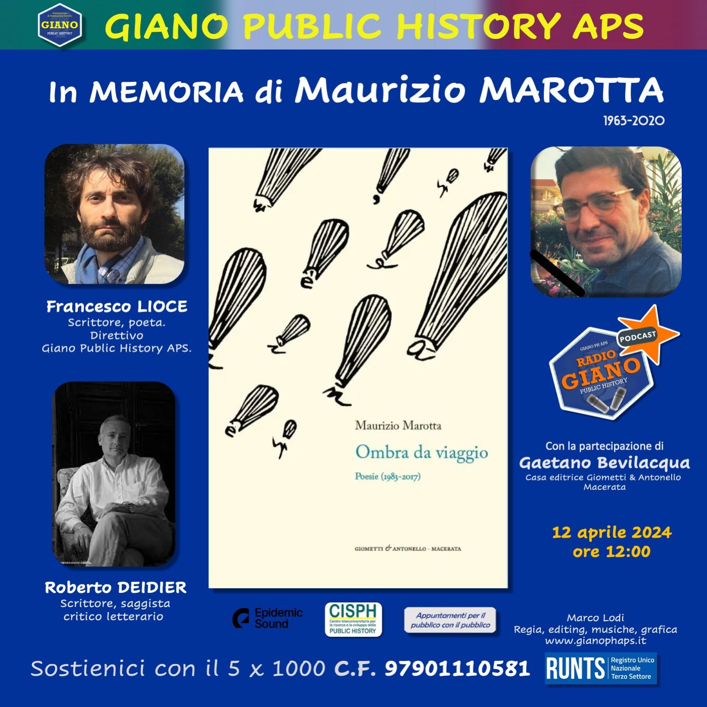 OMBRA DA VIAGGIO | Francesco LIOCE dialoga con Roberto DEIDIER in memoria di Maurizio Marotta