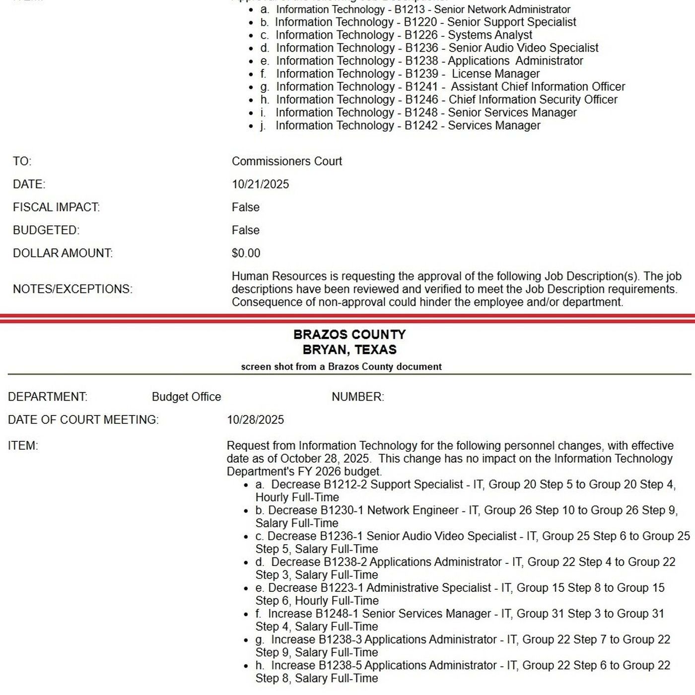 Brazos County commission approves reorganizing the Information Technology department