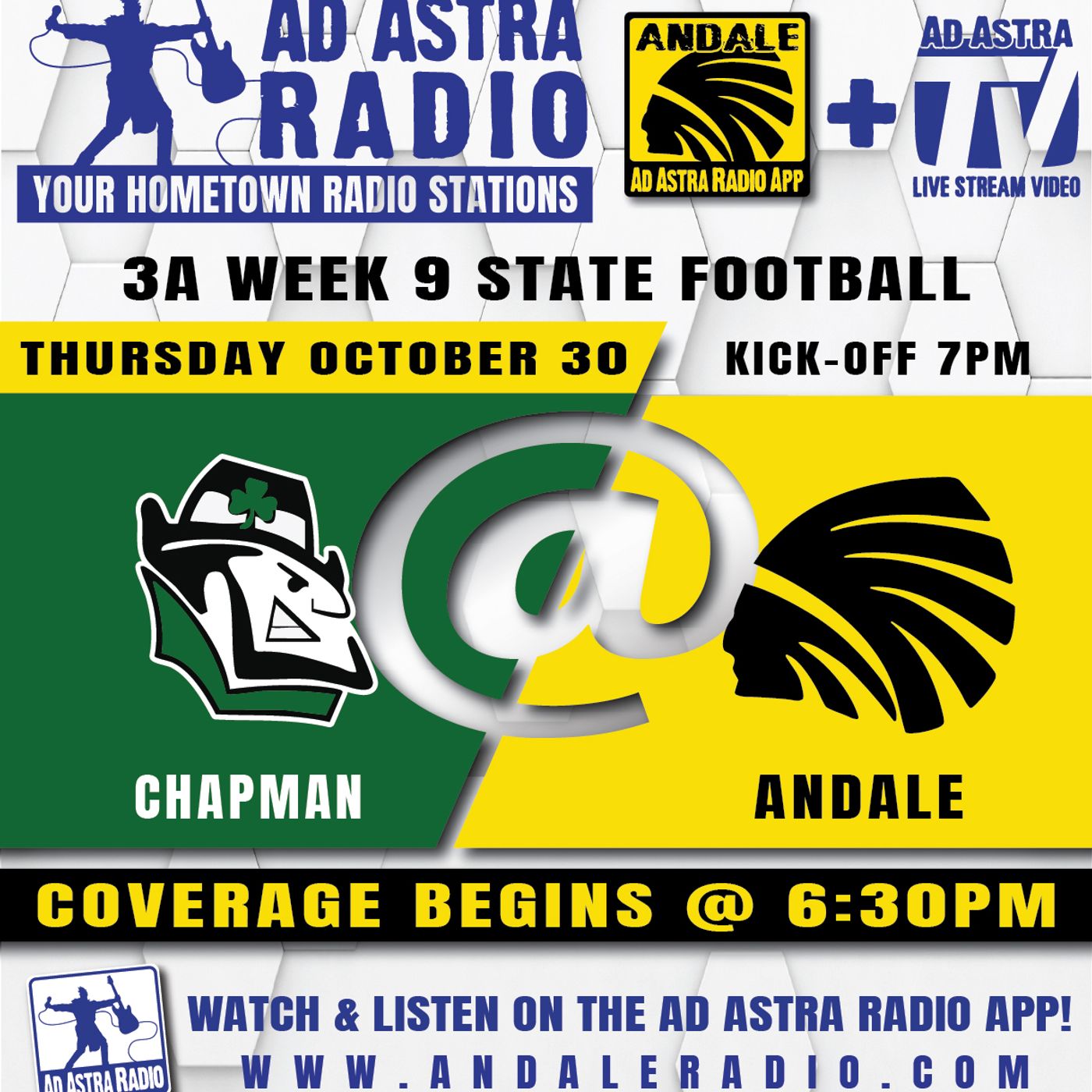 Andale Indians hosts Chapman Fighting Irish Football (October 30, 2025) episode artwork