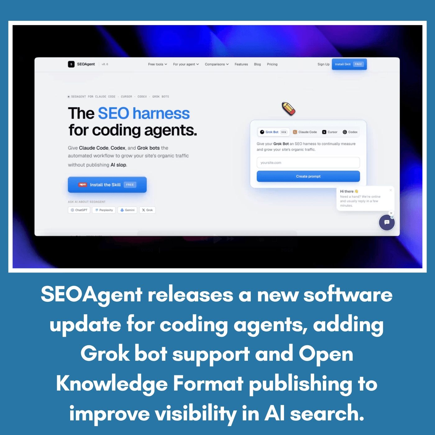 SEOAgent releases a new software update for coding agents, adding Grok bot support and Open Knowledge Format publishing to improve visibilit episode artwork