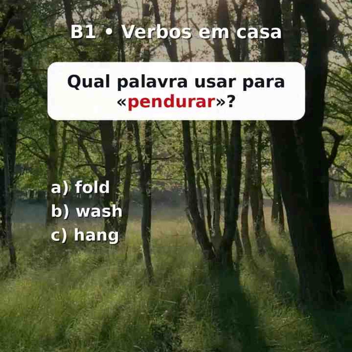 Treine seu English B1 com verbos úteis do dia a dia em casa. Responda rápido e teste seu vocabulário sem dicas.(