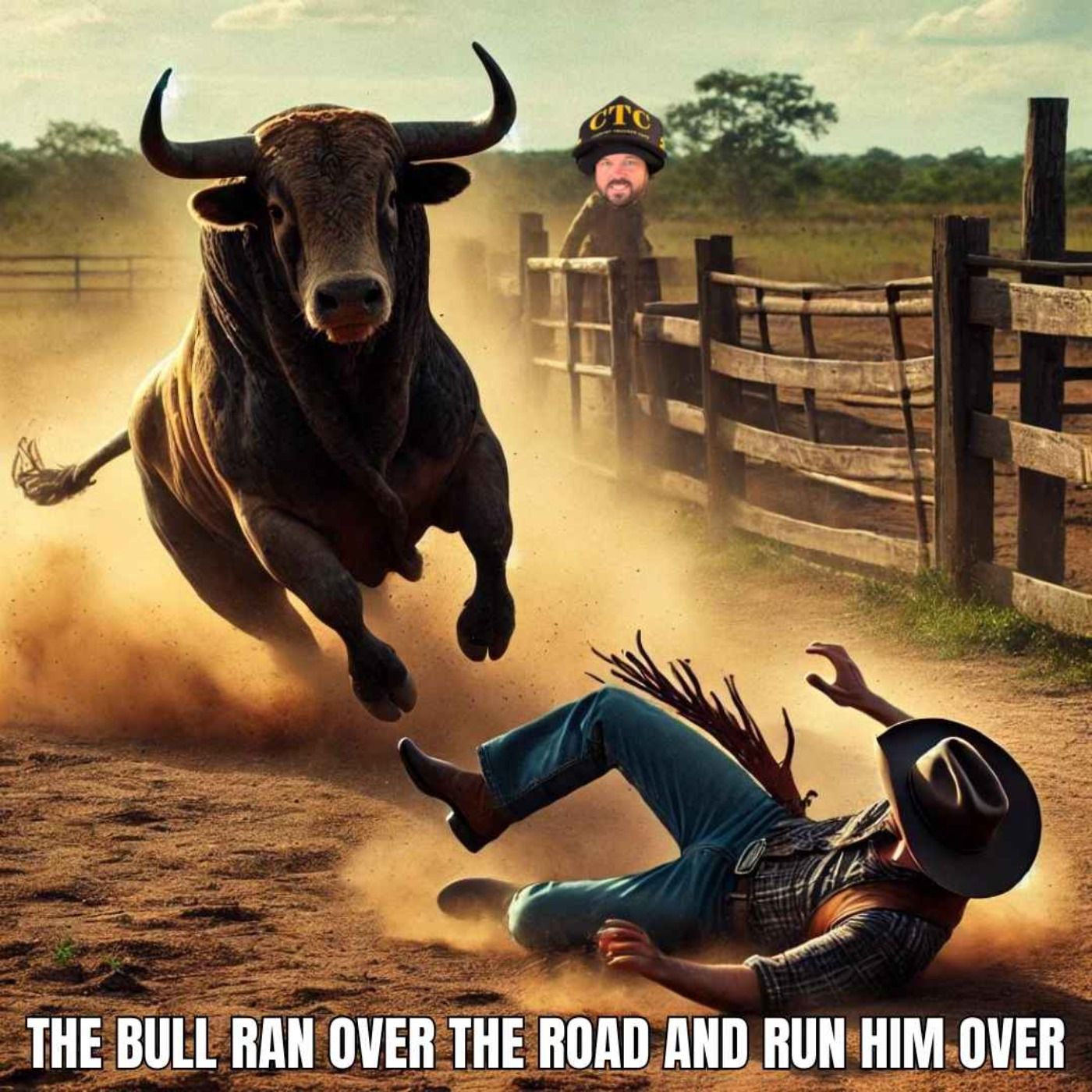 The Bull Ran Over The Road and Run Him Over