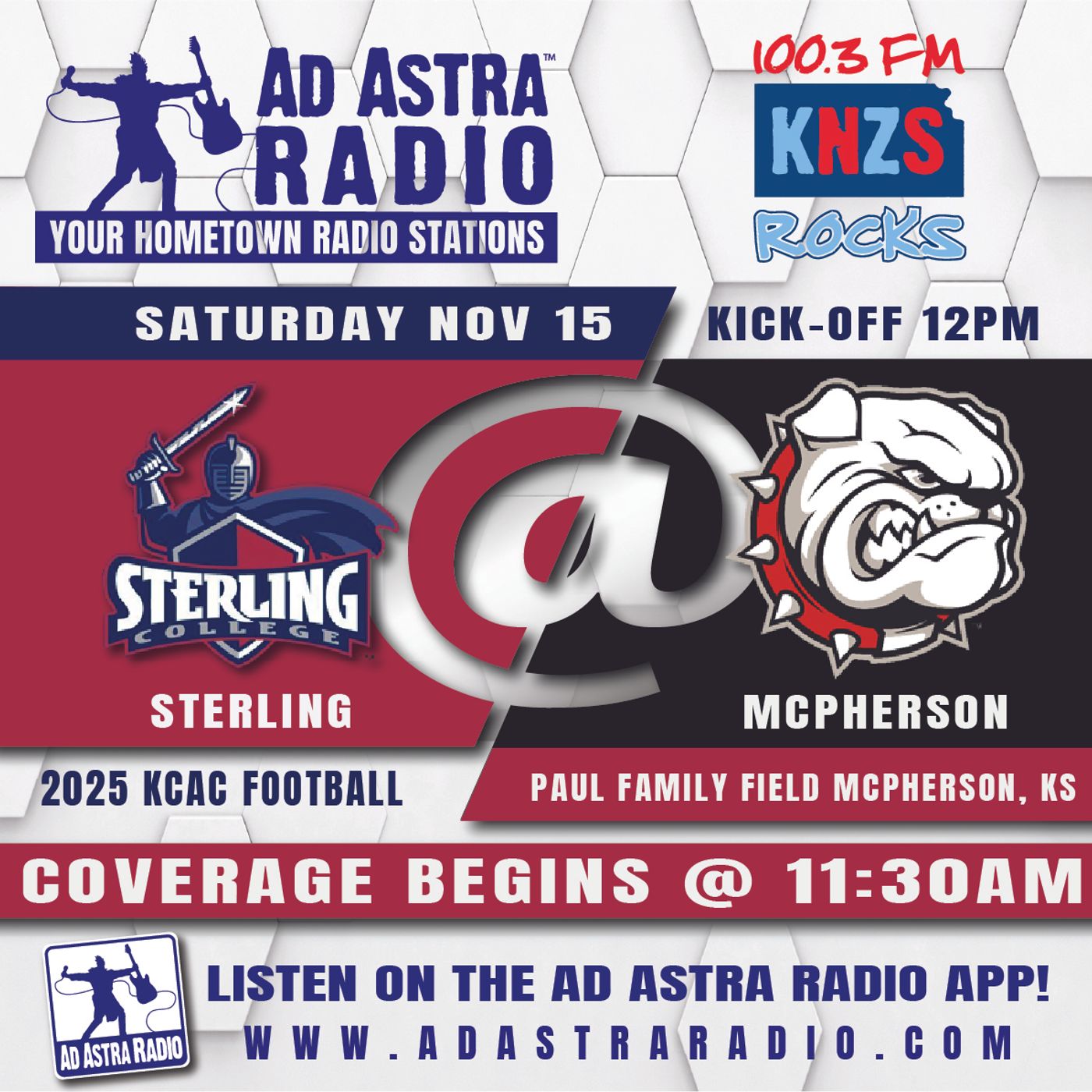 Sterling Warriors at McPherson Bulldogs College Football (Warriors Broadcast-November 15, 2025) episode artwork