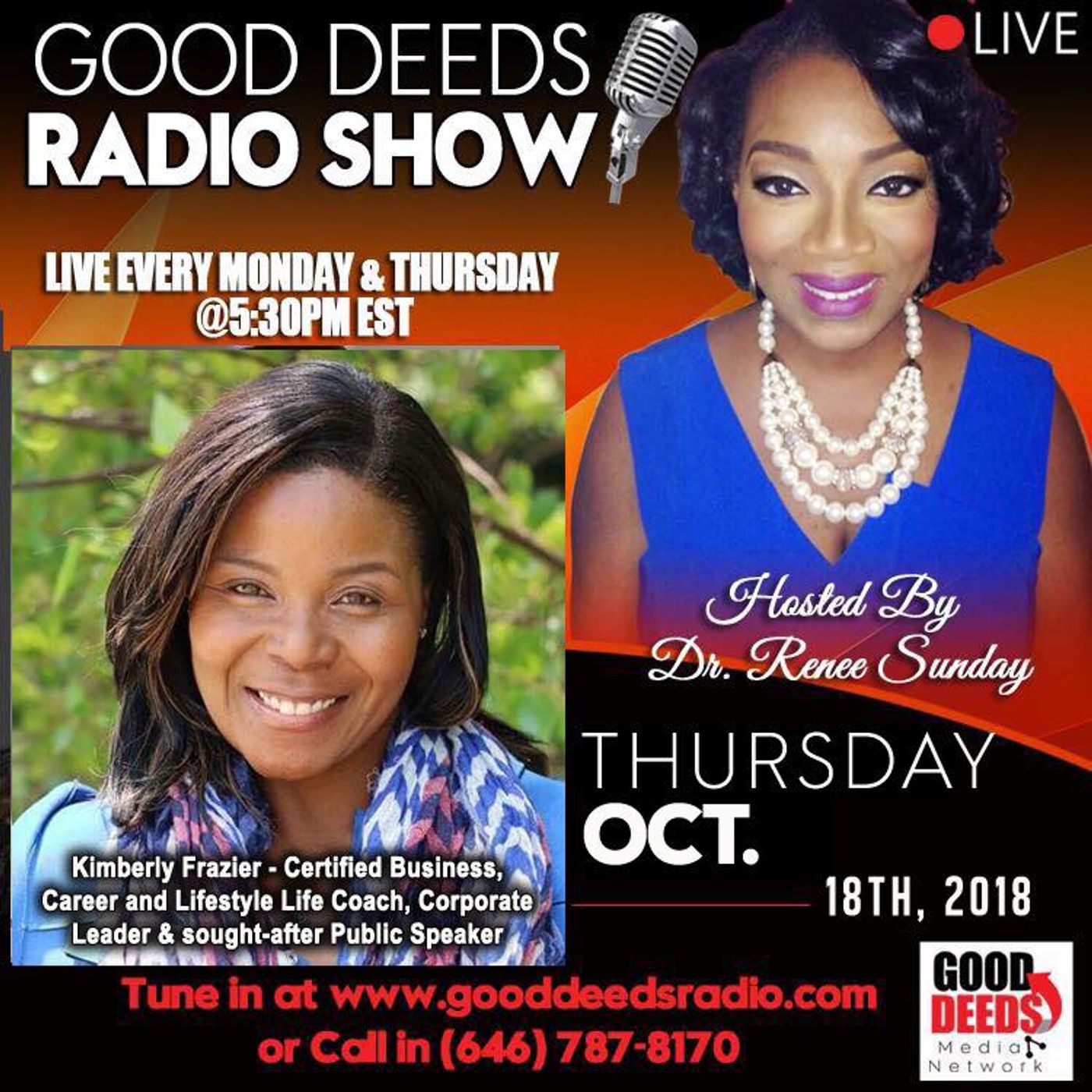 Kimberly Frazier Certified Life Business Coach shares on Good Deeds Radio Show episode artwork