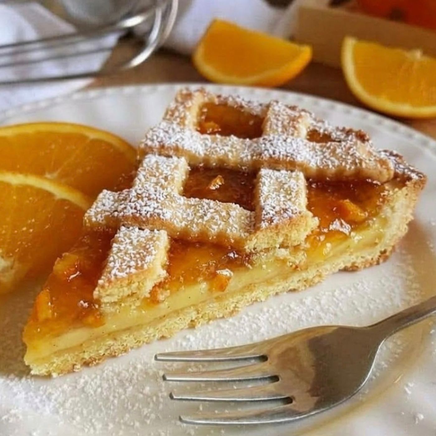 Deliziosa Crostata con crema e arancia: dolce ricetta ripieno cremoso