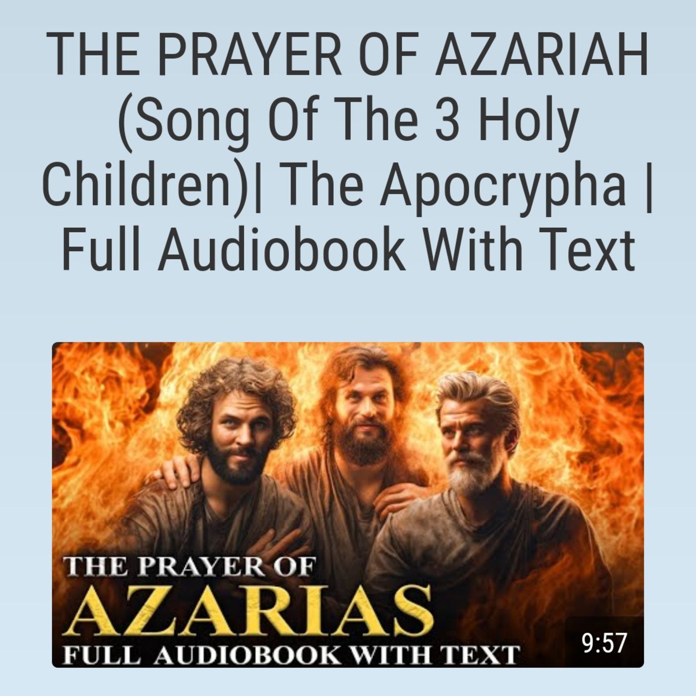THE PRAYER OF AZARIAH (Song Of The 3 Holy Children)| The Apocrypha | Full Audiobook With Text episode artwork