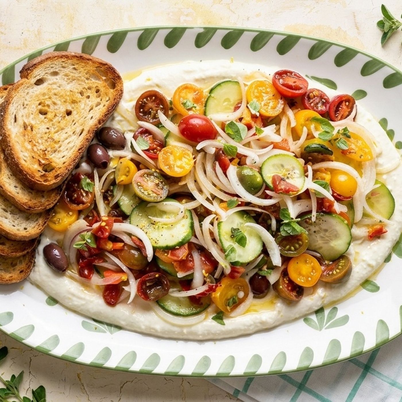 Insalata di pomodori e cetrioli marinati con feta montata episode artwork