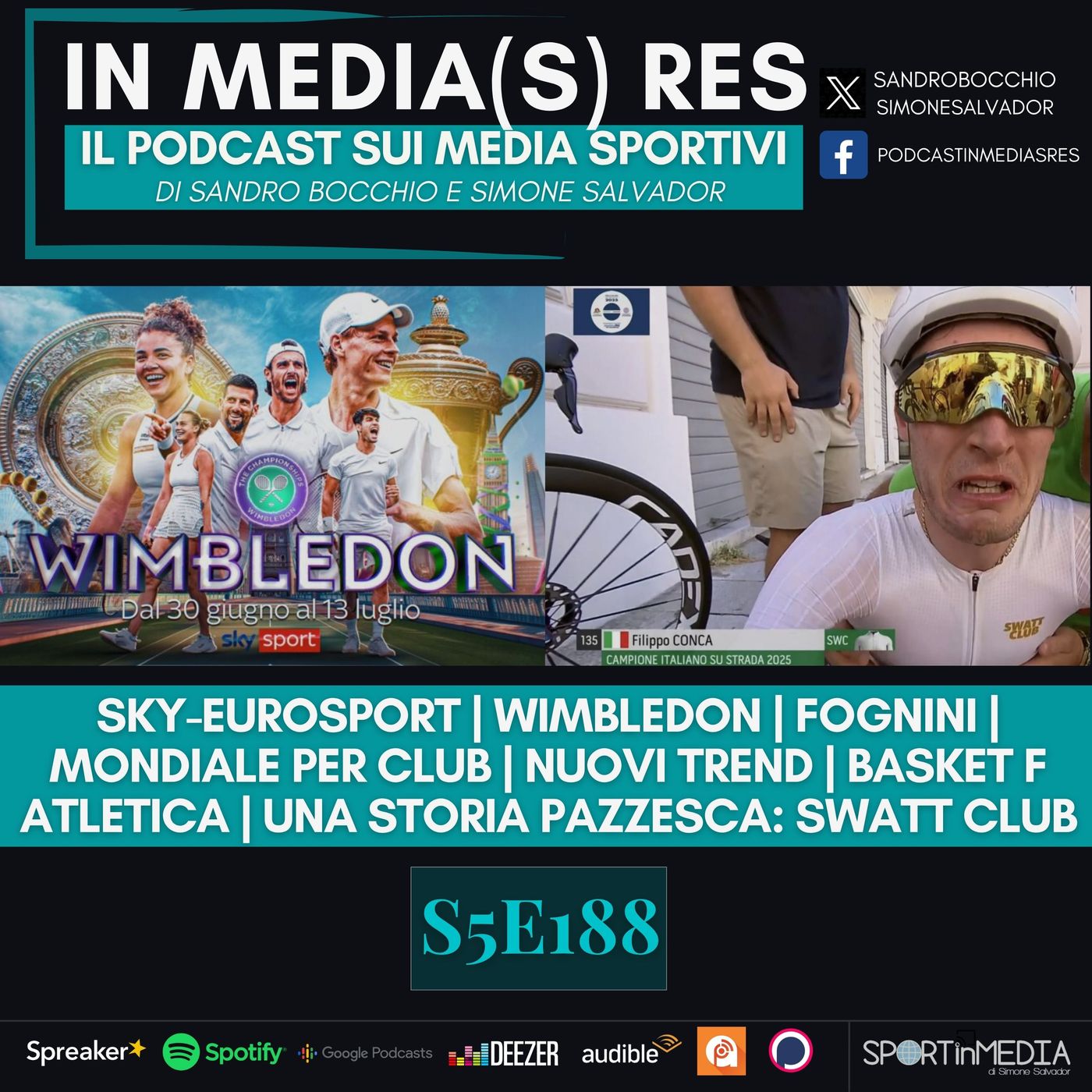 S5E188 | Wimbledon, Fognini, addio Eurosport su Sky, Mondiale per Club, Trend mediatici, Basket F, Atletica, Swatt Club episode artwork