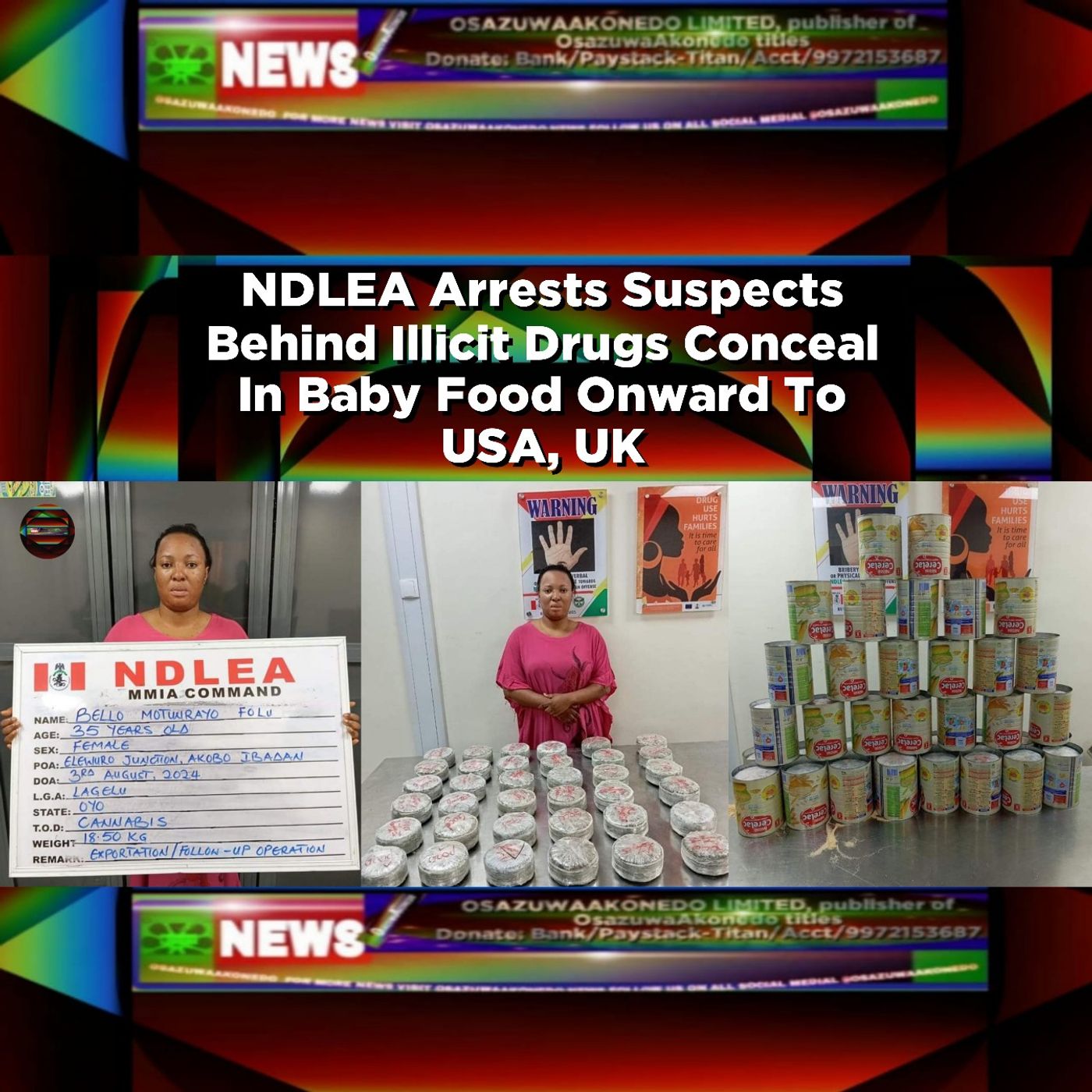 NDLEA Arrests Suspects Behind Illicit Drugs Conceal In Baby Food Onward To USA, UK ~ OsazuwaAkonedo episode artwork