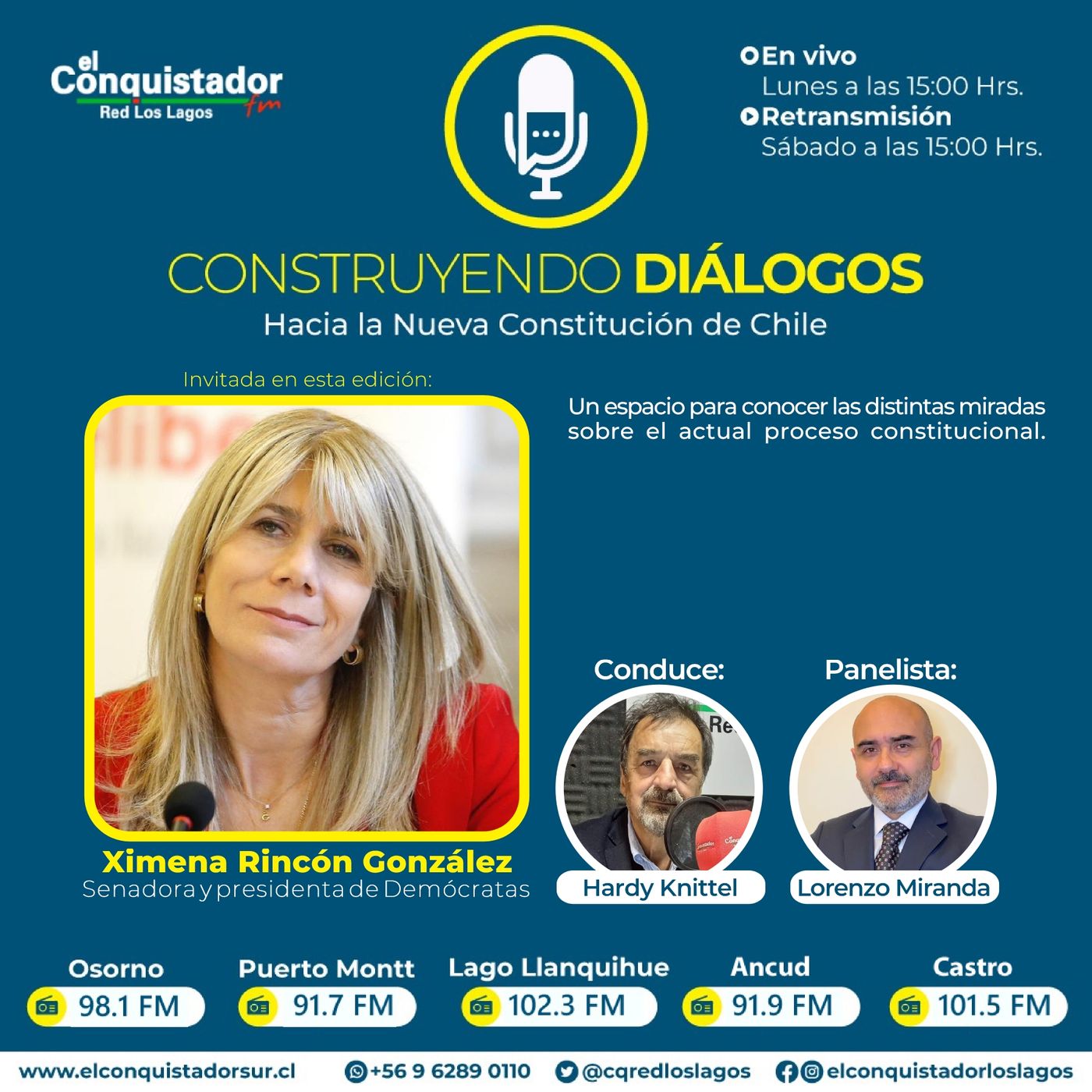 Capítulo 18. Hardy Knittel y Lorenzo Miranda, conversaron con la senadora por la Región del Maule y presidenta de Demócratas, Ximena Rincón.