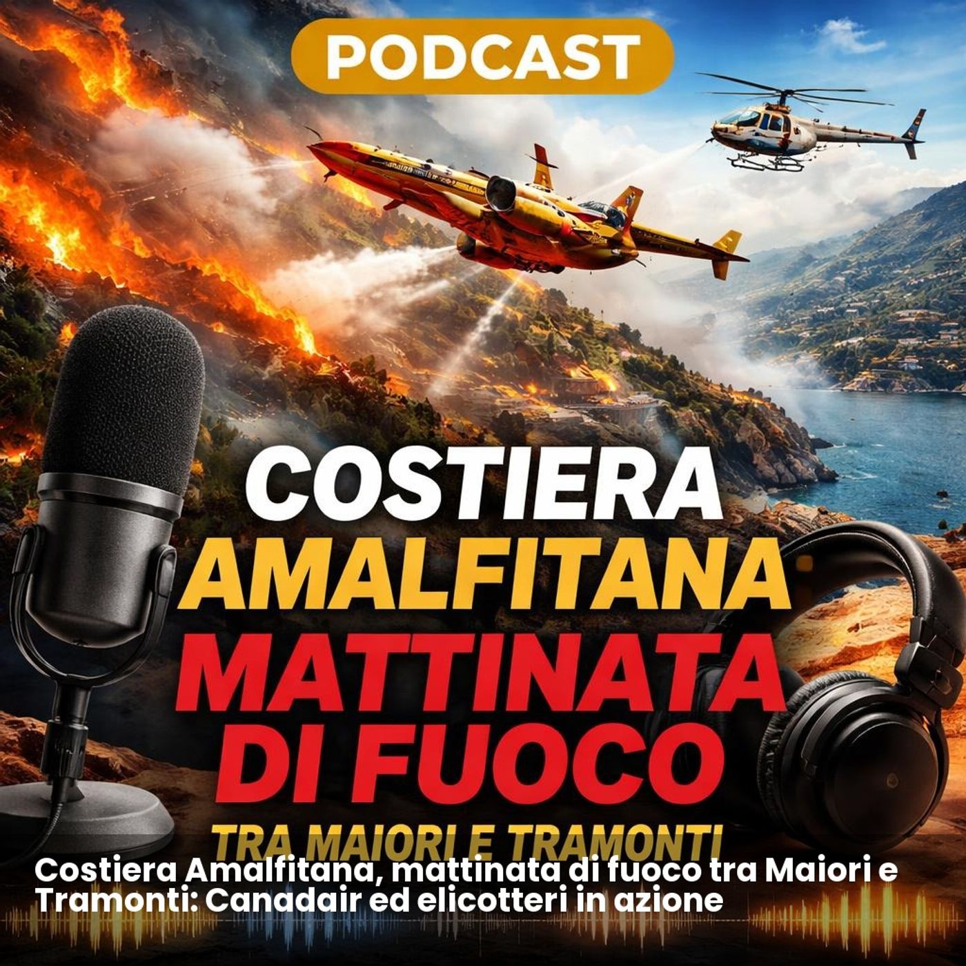 Costiera Amalfitana, mattinata di fuoco tra Maiori e Tramonti: Canadair ed elicotteri in azione episode artwork