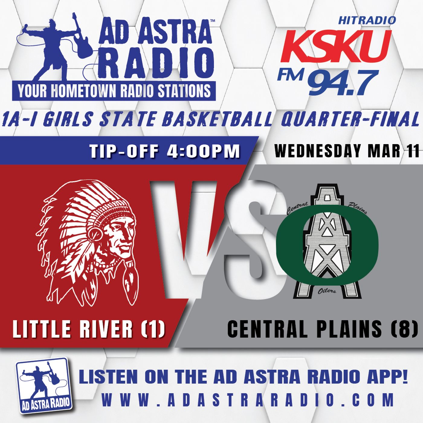 Little River Redskins vs Central Plains Oilers High School Basketball (1A--I Girls State Quarterfinal-March 11, 2026) episode artwork