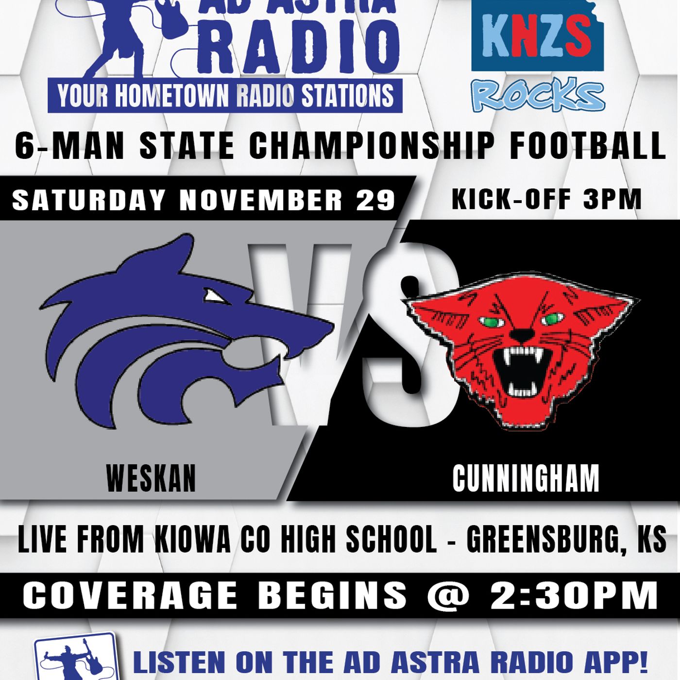 Weskan Coyotes at Cunningham Wildcats 6-Man State Football Championship (November 29, 2025) episode artwork