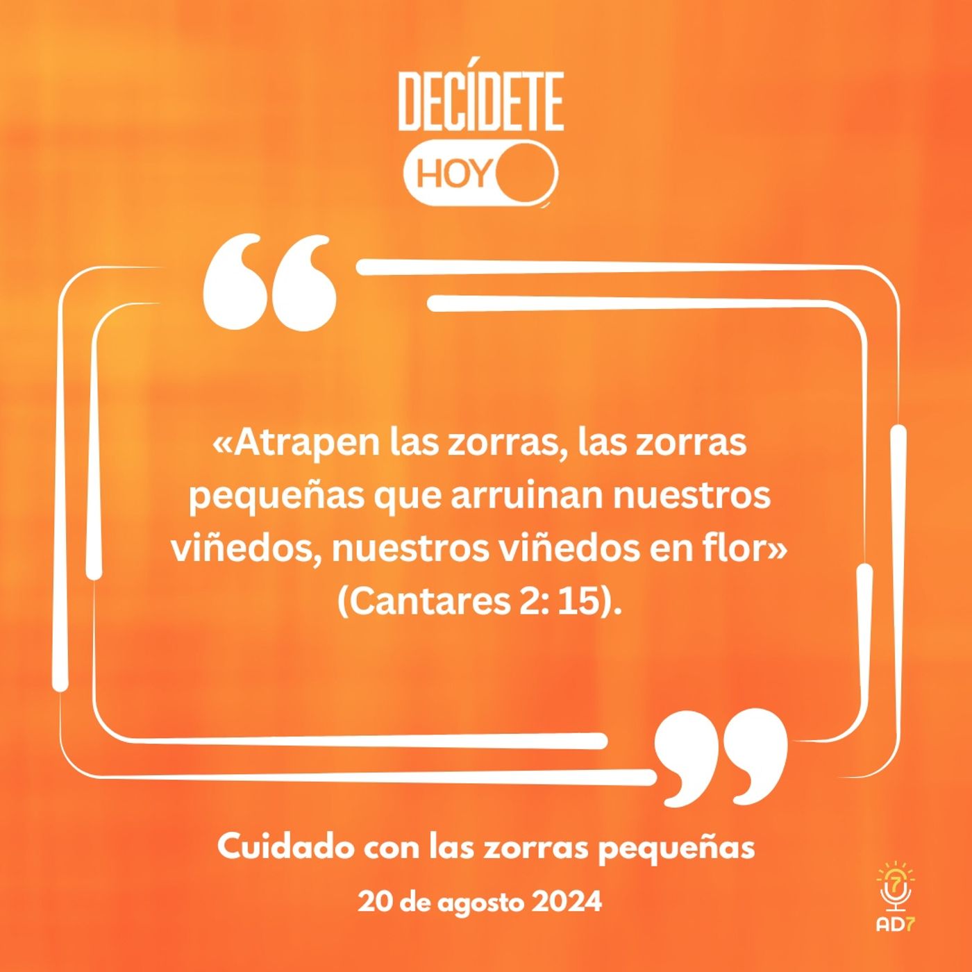 Cuidado con las zorras pequeñas | Devocional de Jóvenes | 20 de agosto 2024
