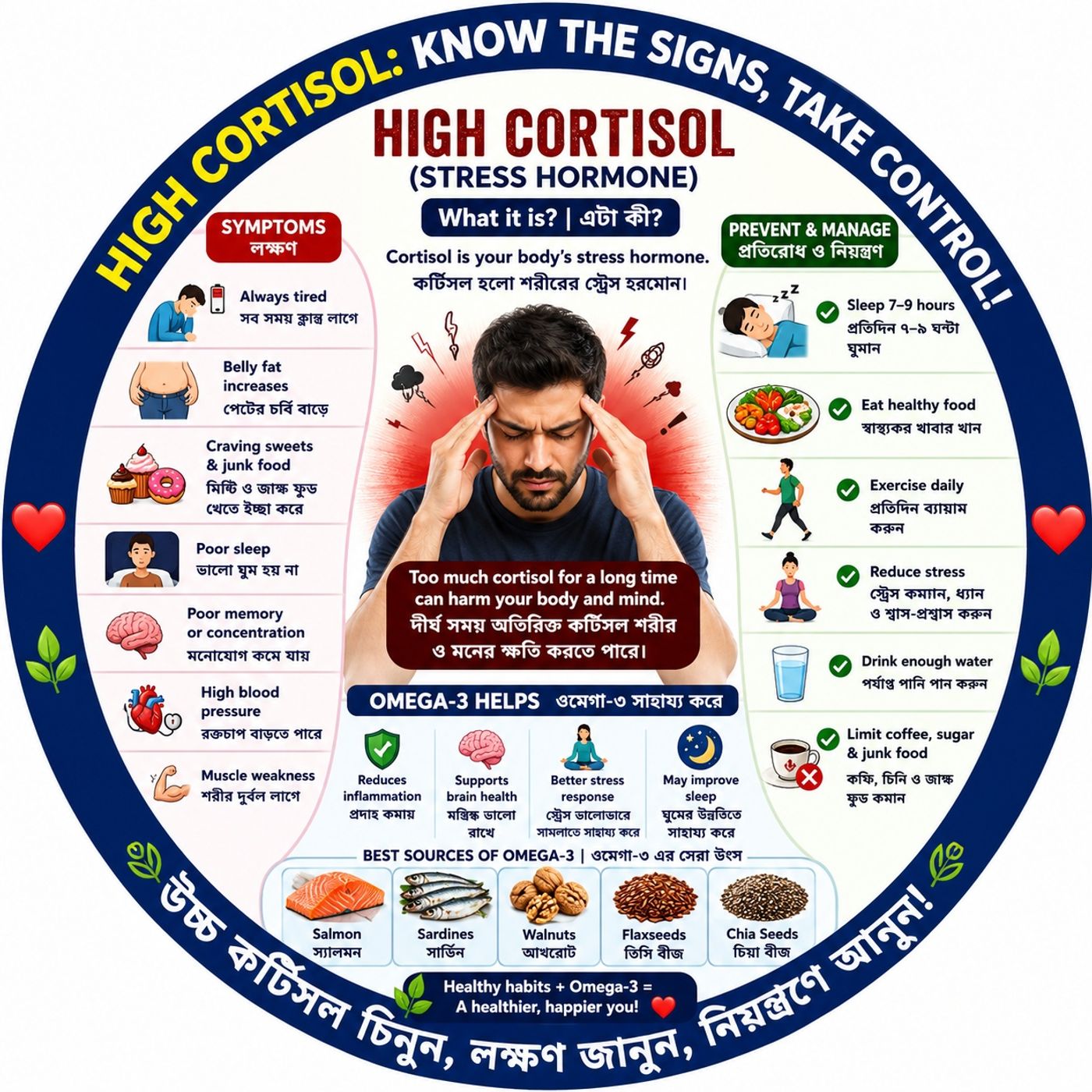 EP-286| High Cortisol guideline : Symptoms, Causes & Prevention | উচ্চ কর্টিসল: লক্ষণ, কারণ ও প্রতিরোধ| wellness podcast episode artwork