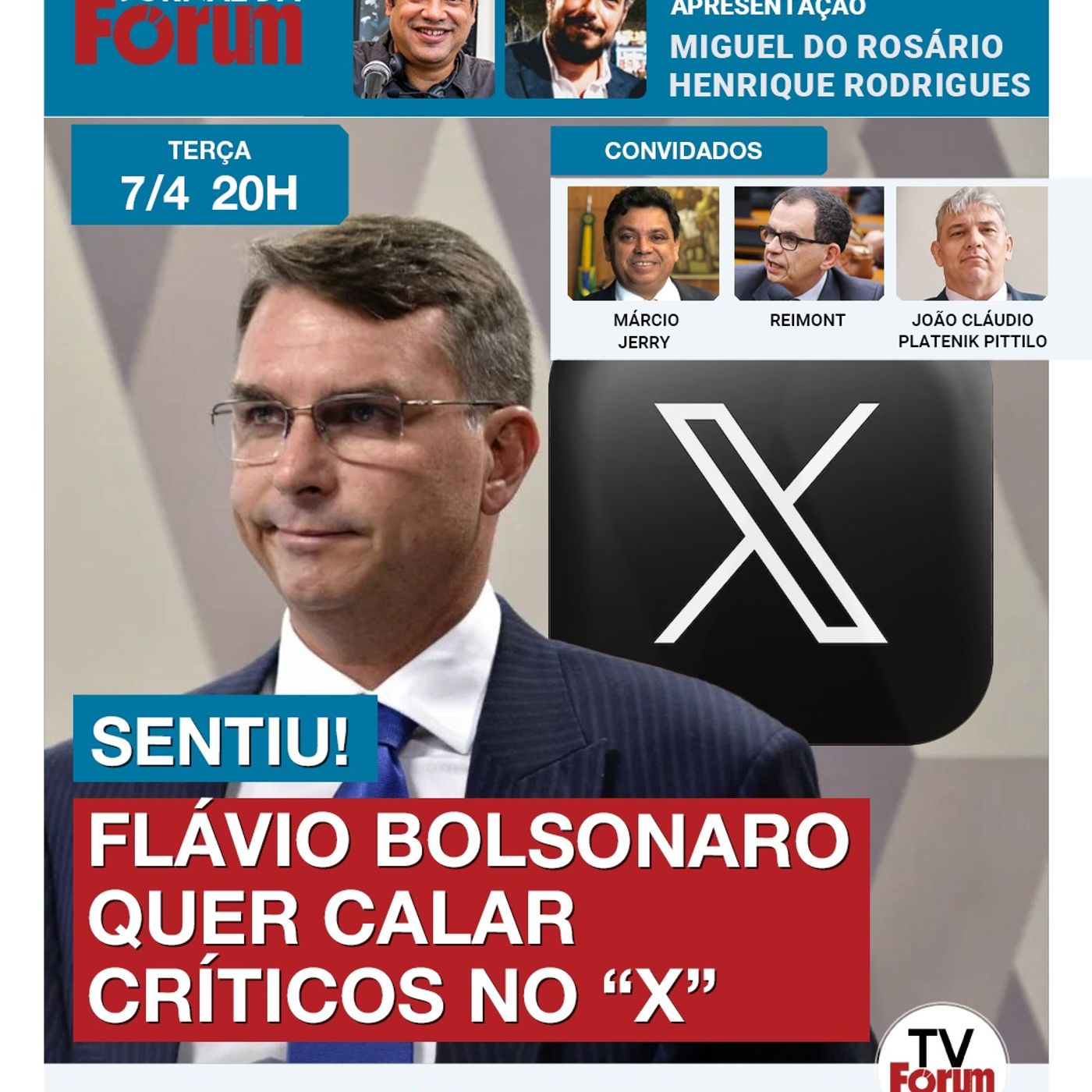 Flávio Bolsonaro vai à Justiça para X delatar seus críticos | Rede defende “liberdade de expressão” episode artwork