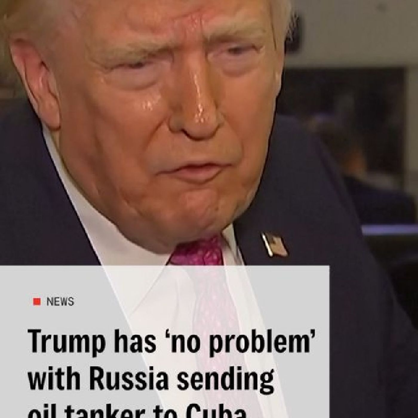 Donald Trump has said he has 'no problem' with Russia and other countries sending oil tankers to Cuba. Speaking aboard Air Force One, the US episode artwork