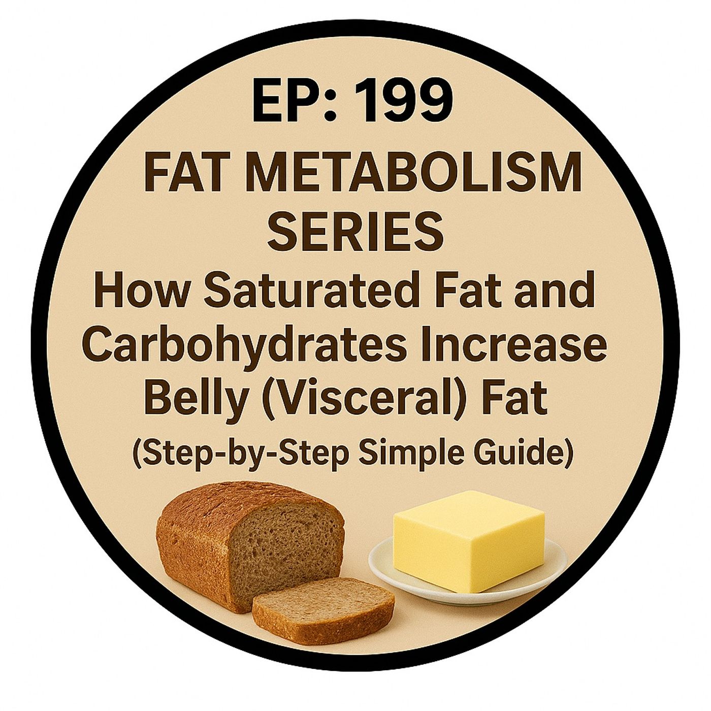 EP-199 | FAT METABOLISM SERIES:  How Saturated Fat and Carbohydrates Increase Belly (Visceral) Fat 🍞🧈 (Step-by-Step Simple Guide ) episode artwork