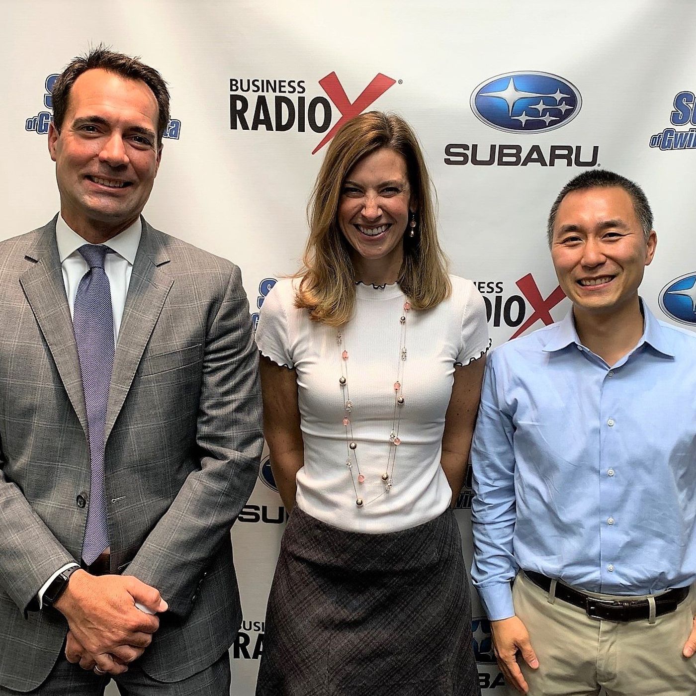 Katie Grubbs and Matthew Smith with SuperScribe and Brad Beisbier with First Citizens Bank episode artwork