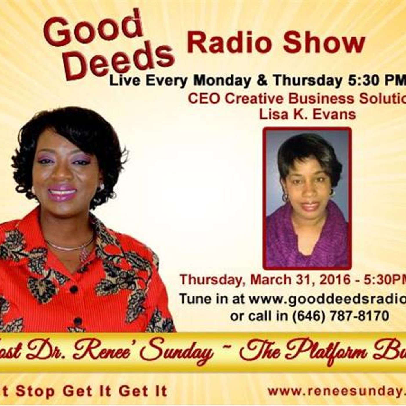 CEO Creative Business Solutions Lisa K. Evans shares with Good Deeds