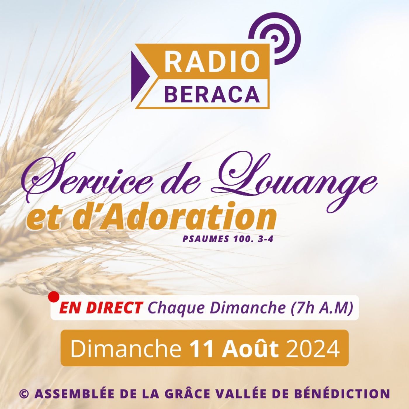 Dimanche 11 Août 2024.- Culte de louange et d'adoration episode artwork