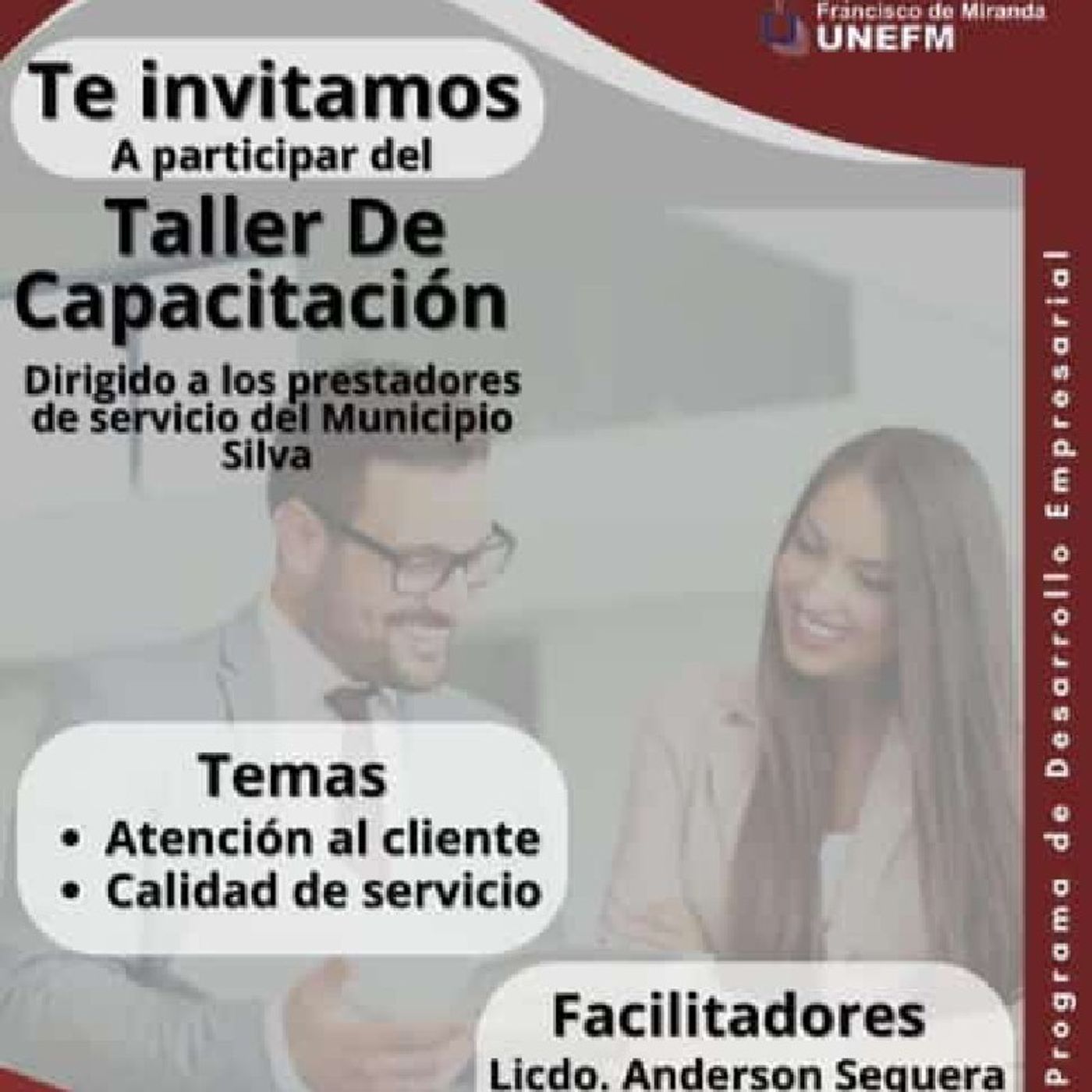 Entrevista con la Lcda Nuris Hernández. Invitación del taller de capacitación . De prestadores de servicio de Municipio Silva Edo Falcón