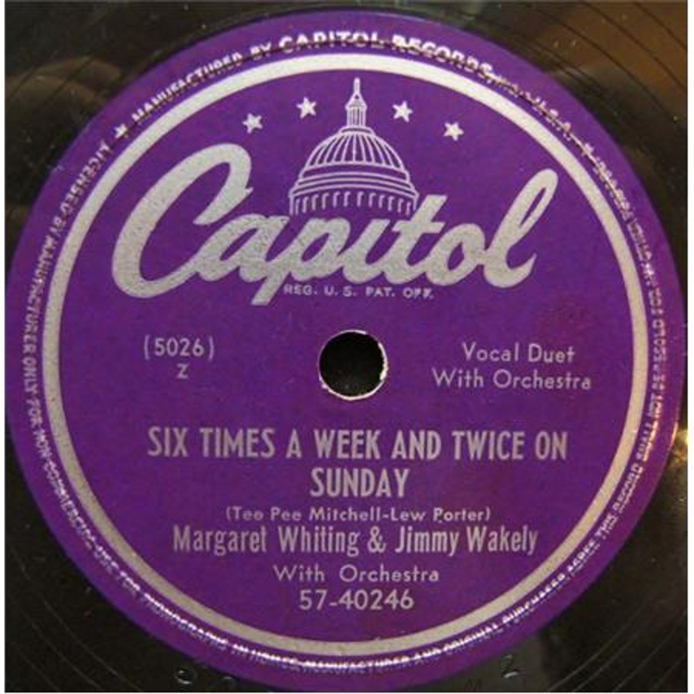 Whiting & Wakely ‎– I'll never slip around Again / Six Times a Week episode artwork