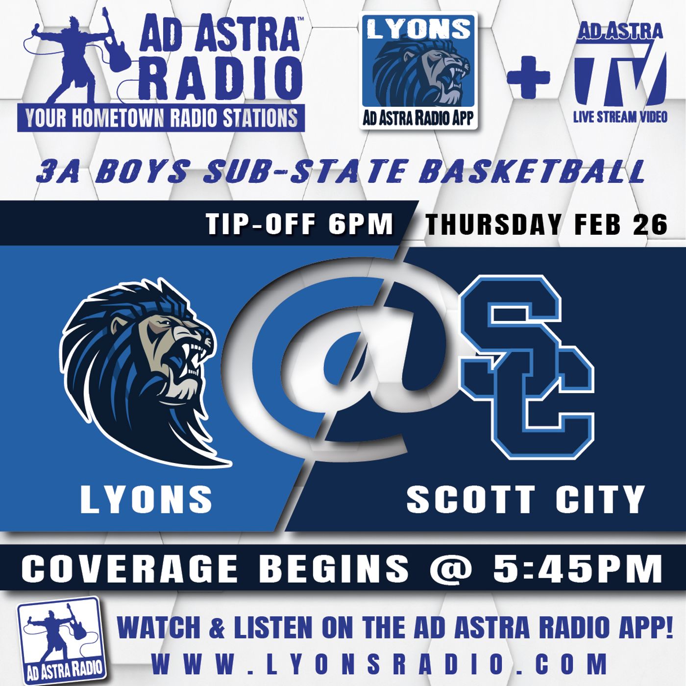 Lyons Lions at Scott City Beavers Boys High School Basketball (3A Substate Quarterfinals-February 26, 2026) episode artwork