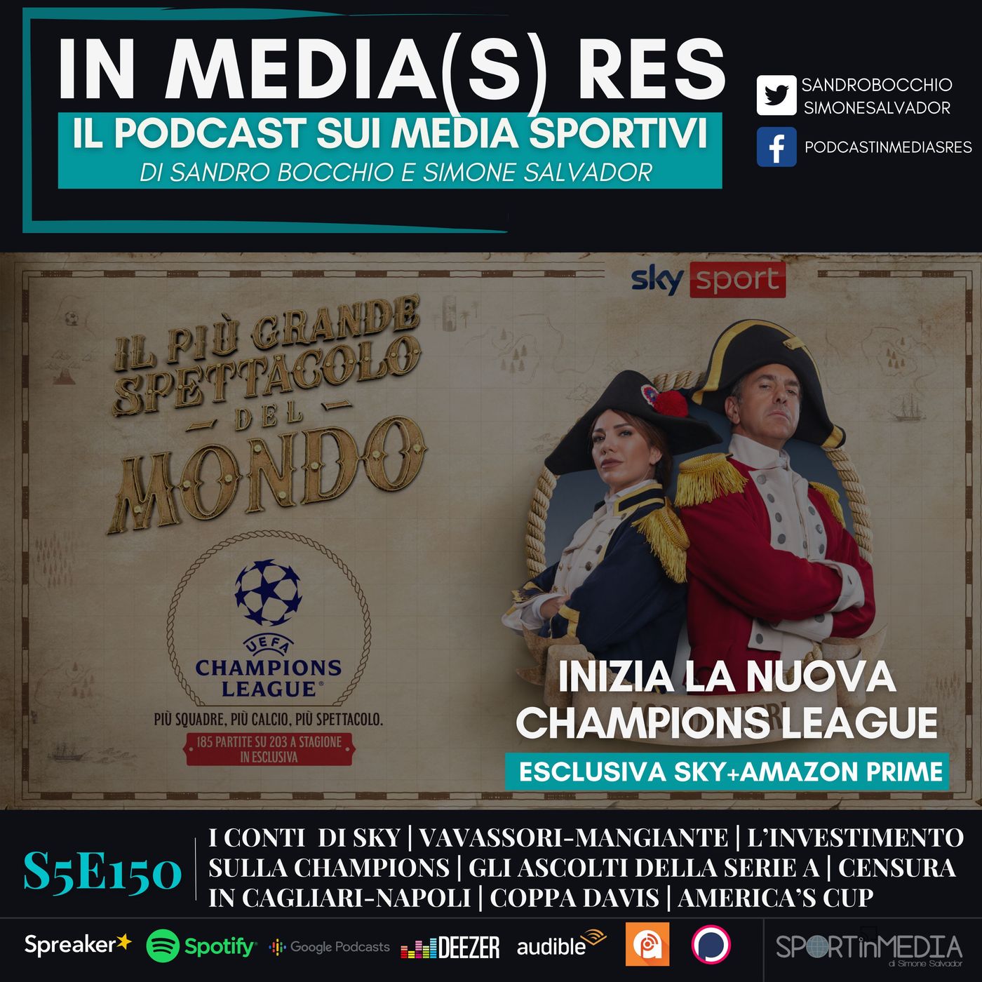 S5E150 | I conti di Sky, Vavassori-Mangiante, La nuova Champions, Ascolti Serie A, la censura in Cagliari-Napoli, Coppa Davis episode artwork