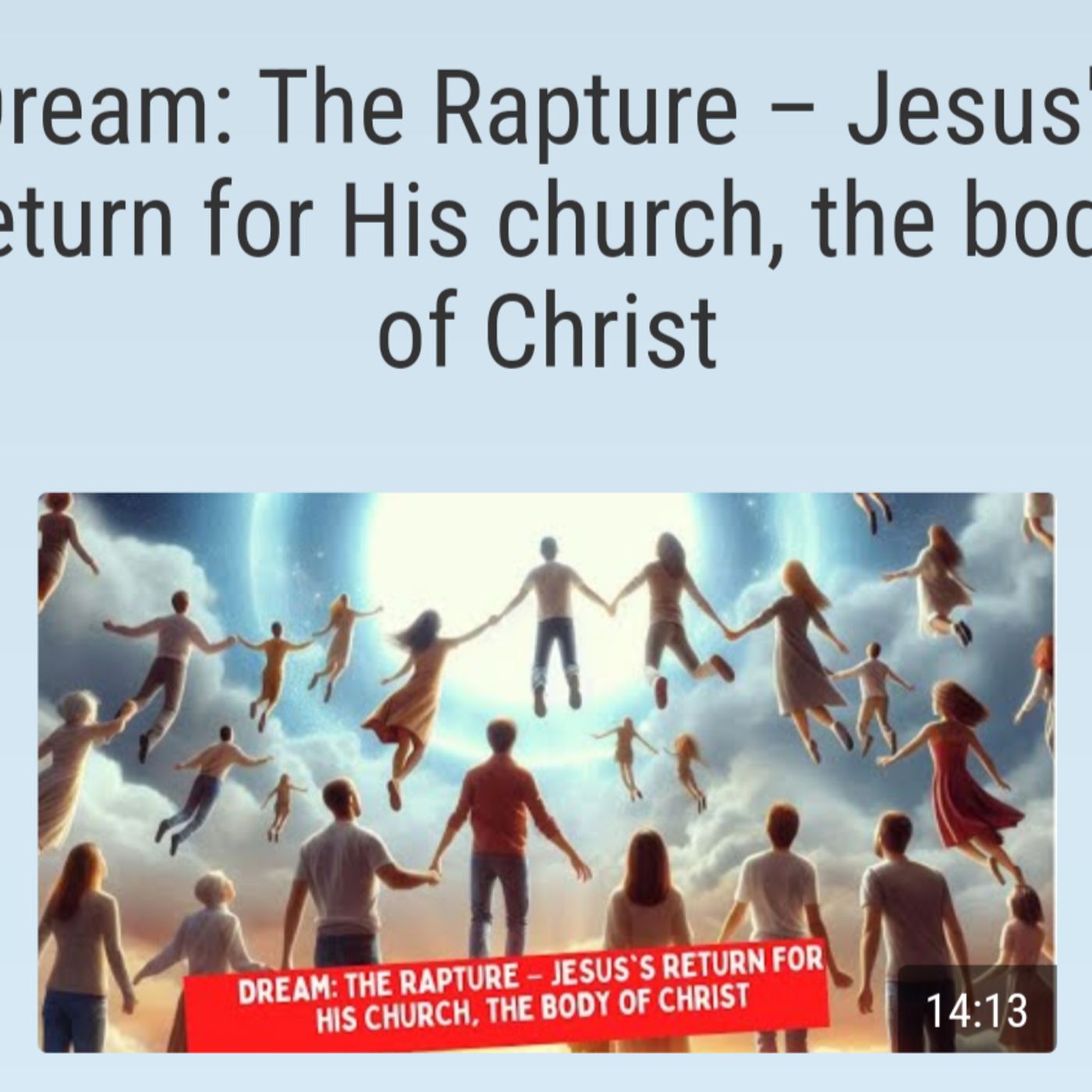 Dream: The Rapture – Jesus's return for His church, the body of Christ episode artwork
