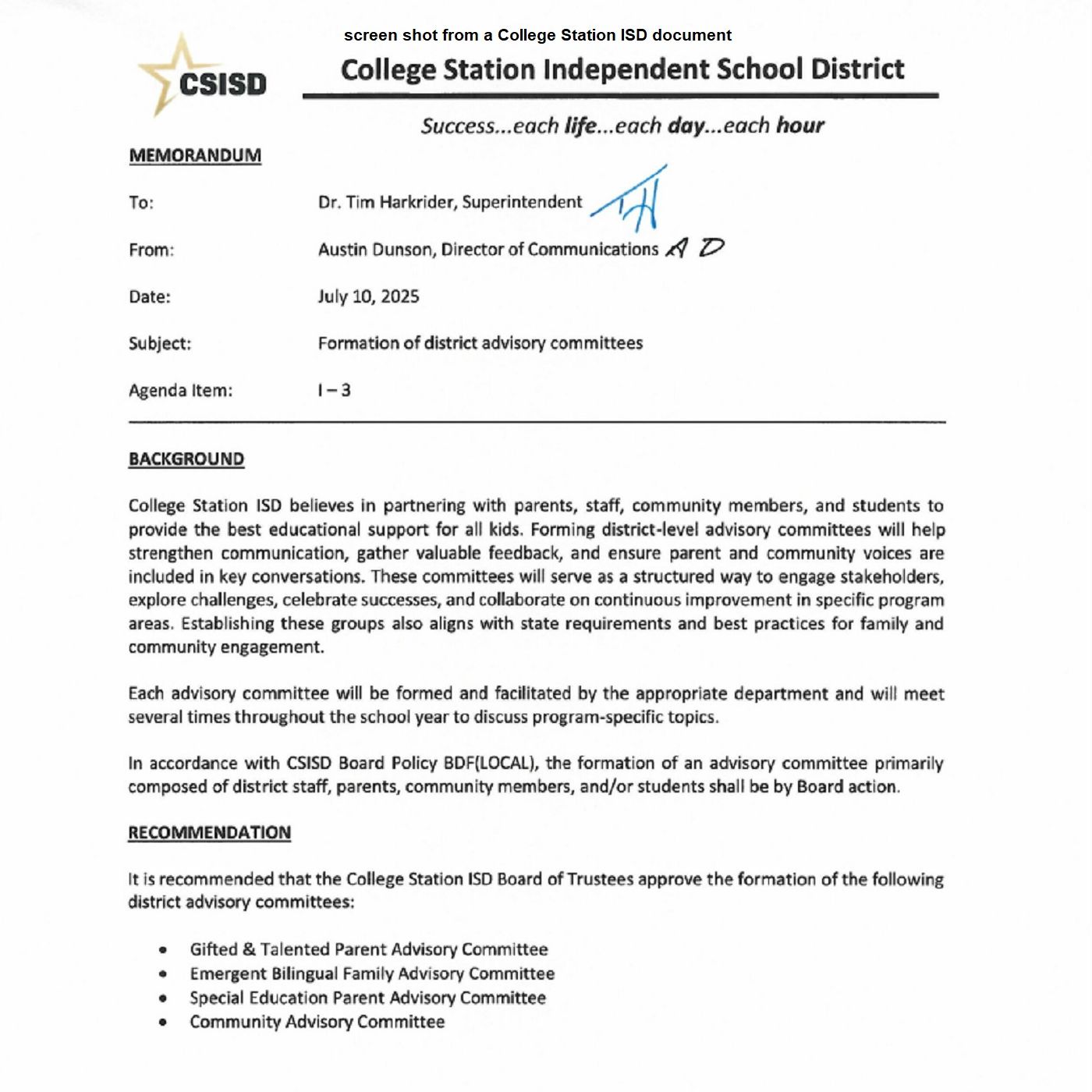 College Station ISD school board creates four new advisory committees episode artwork