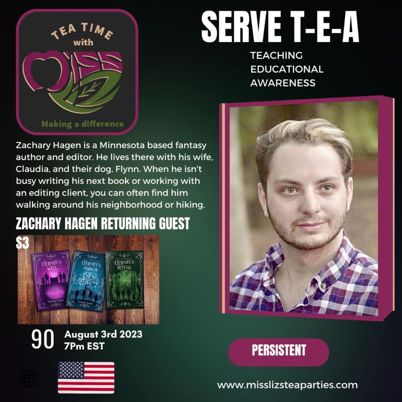 Teatime with Miss Liz T-E-A Open Discussion with Returning Guest Zachary Hagen episode artwork