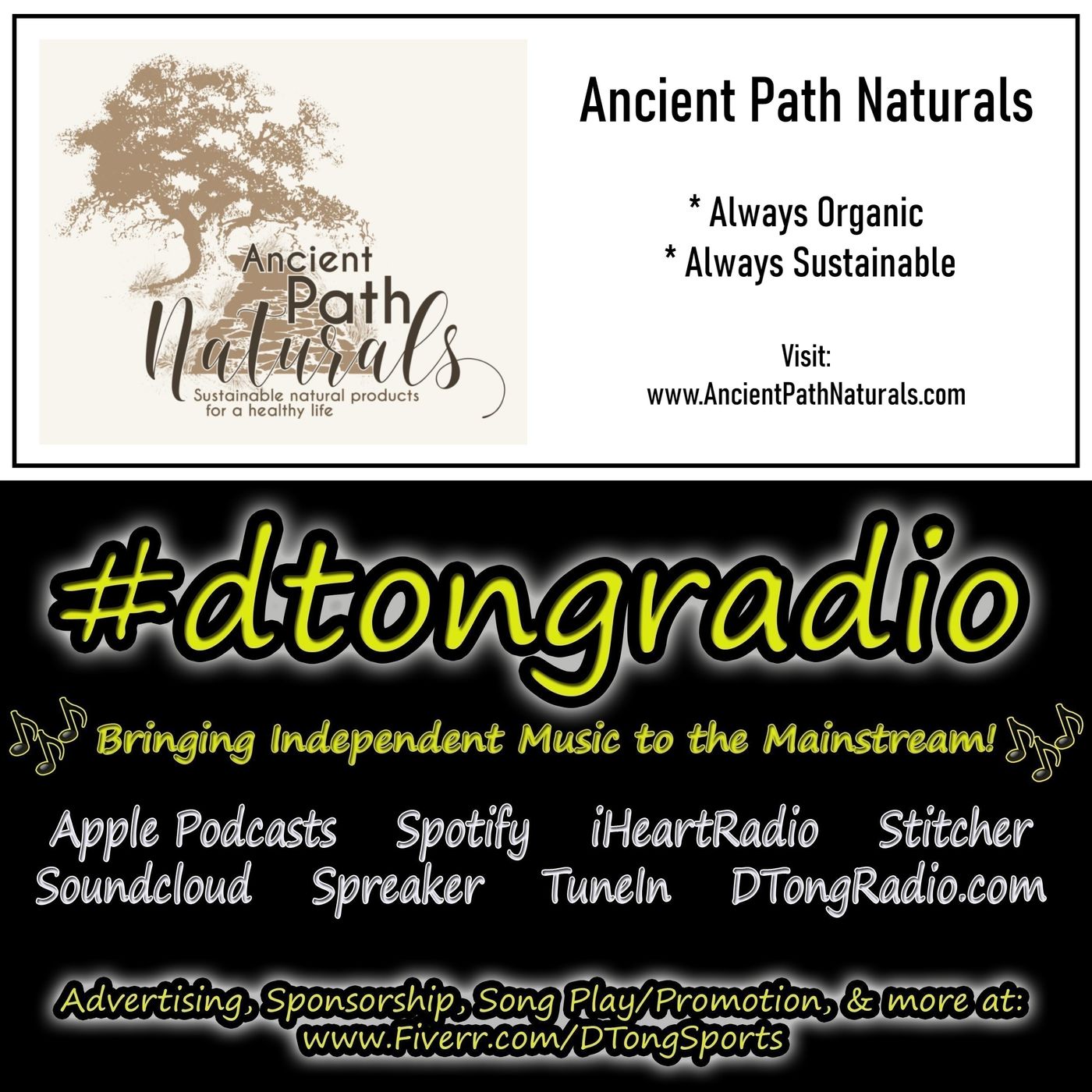 The BEST Indie Music Artists on #dtongradio - Powered by AncientPathNaturals.com episode artwork