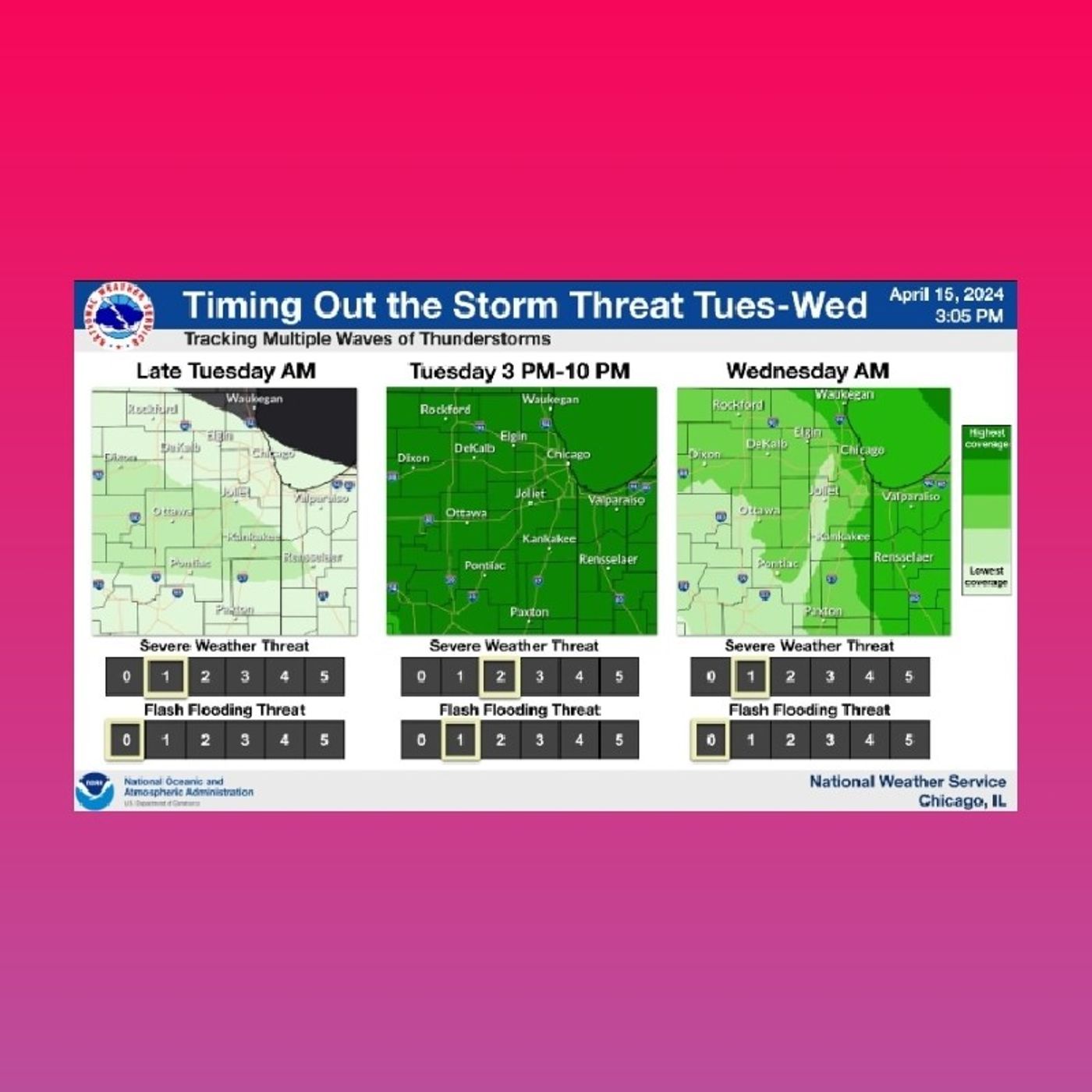 Severe weather Chicago 4/16/24 (without Background Music)