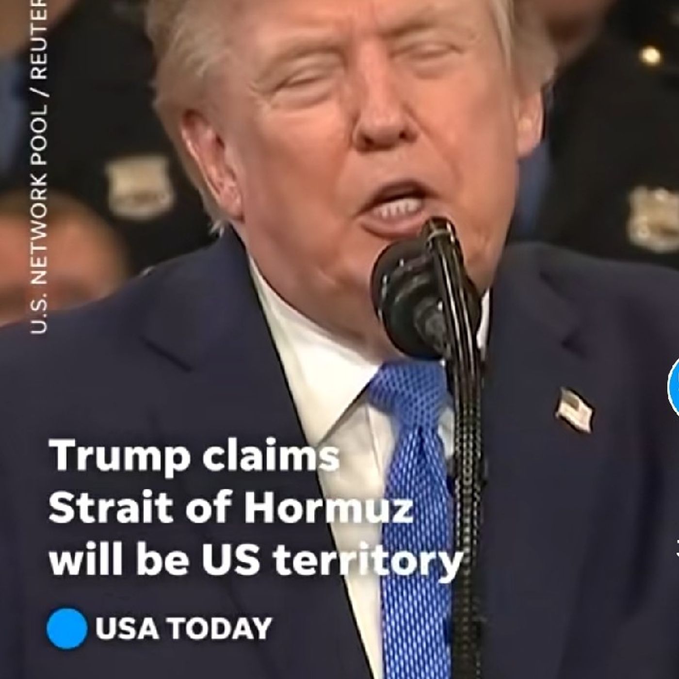 President Trump claimed the Strait of Hormuz will become U.S. territory while discussing Iran in a episode artwork