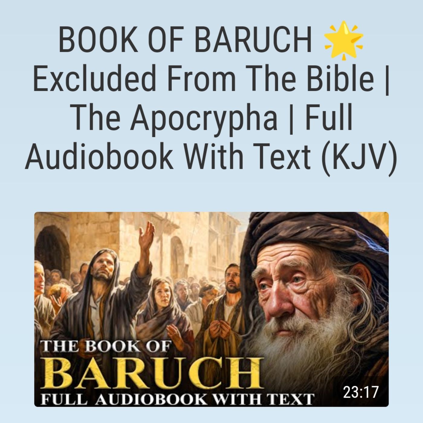 BOOK OF BARUCH 🌟 Excluded From The Bible | The Apocrypha | Full Audiobook With Text (KJV episode artwork